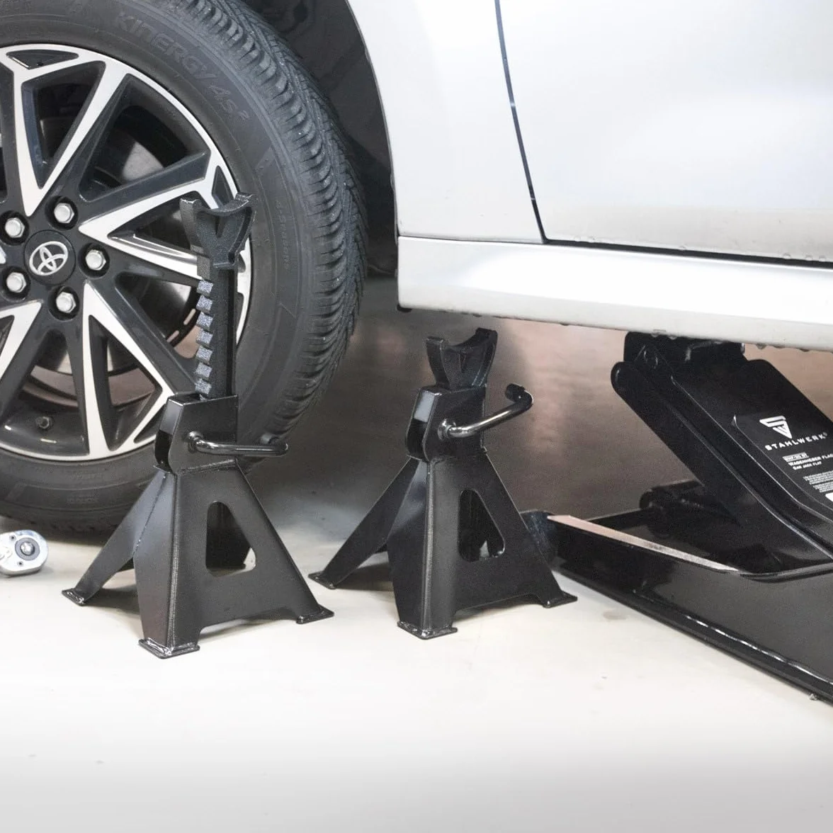 STAHLWERK Béquille JS-3 Lot de 2 Capacité de Charge 3 t 275-415 mm Béquille Automobile réglable en Hauteur