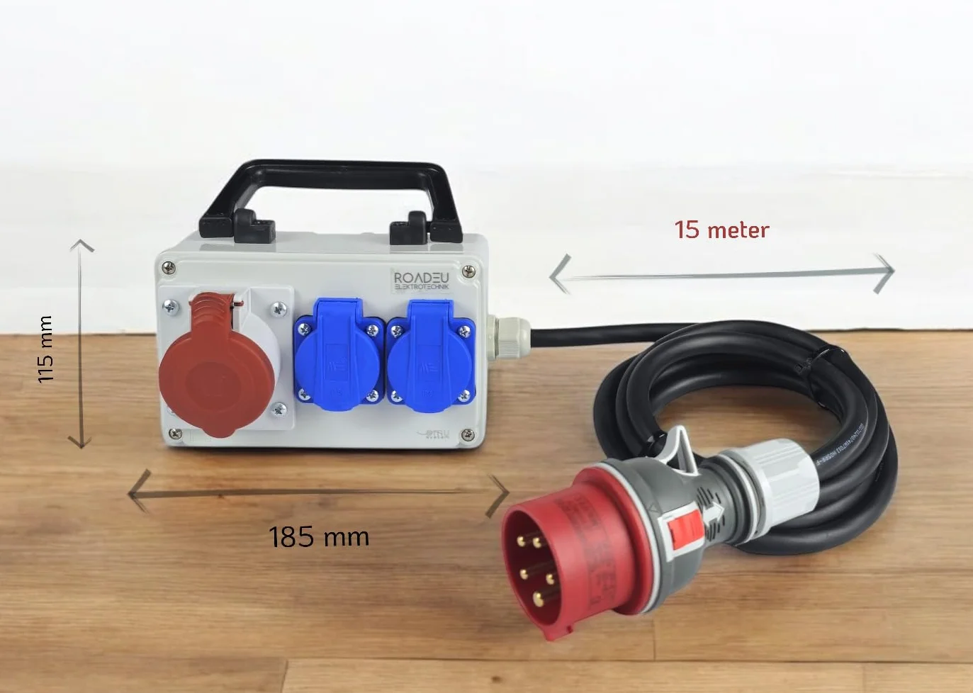 RoadEu Distributeur d'électricité CEE 16A 2 prise 230V Rallonge 15 mètres