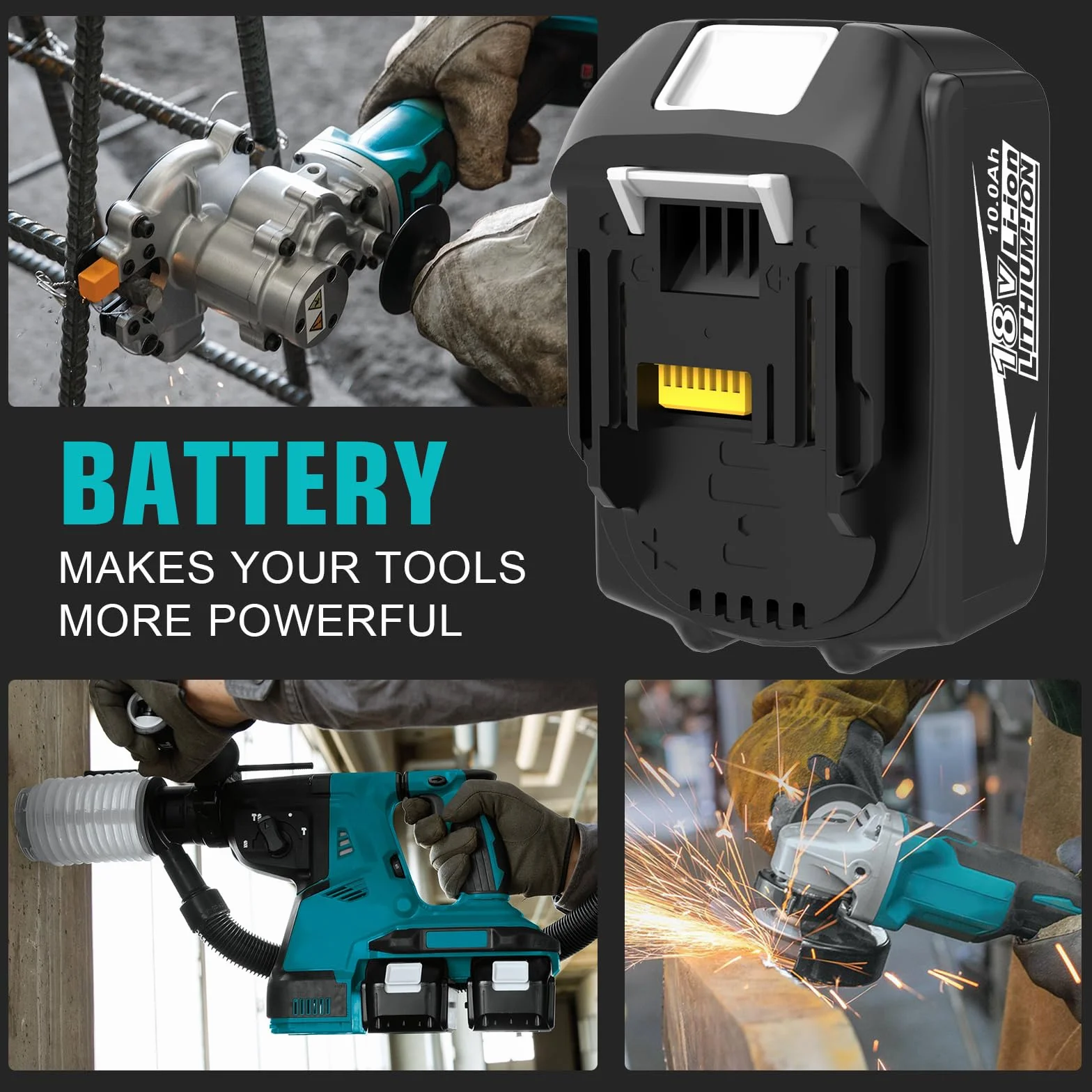 Makita 18V LXT 10.0Ah Batterie de Rechange pour BL1860B BL1850B BL1840B, Compatible Charge DC18RC DC18RD - Outils sans Fil Haute Autonomie