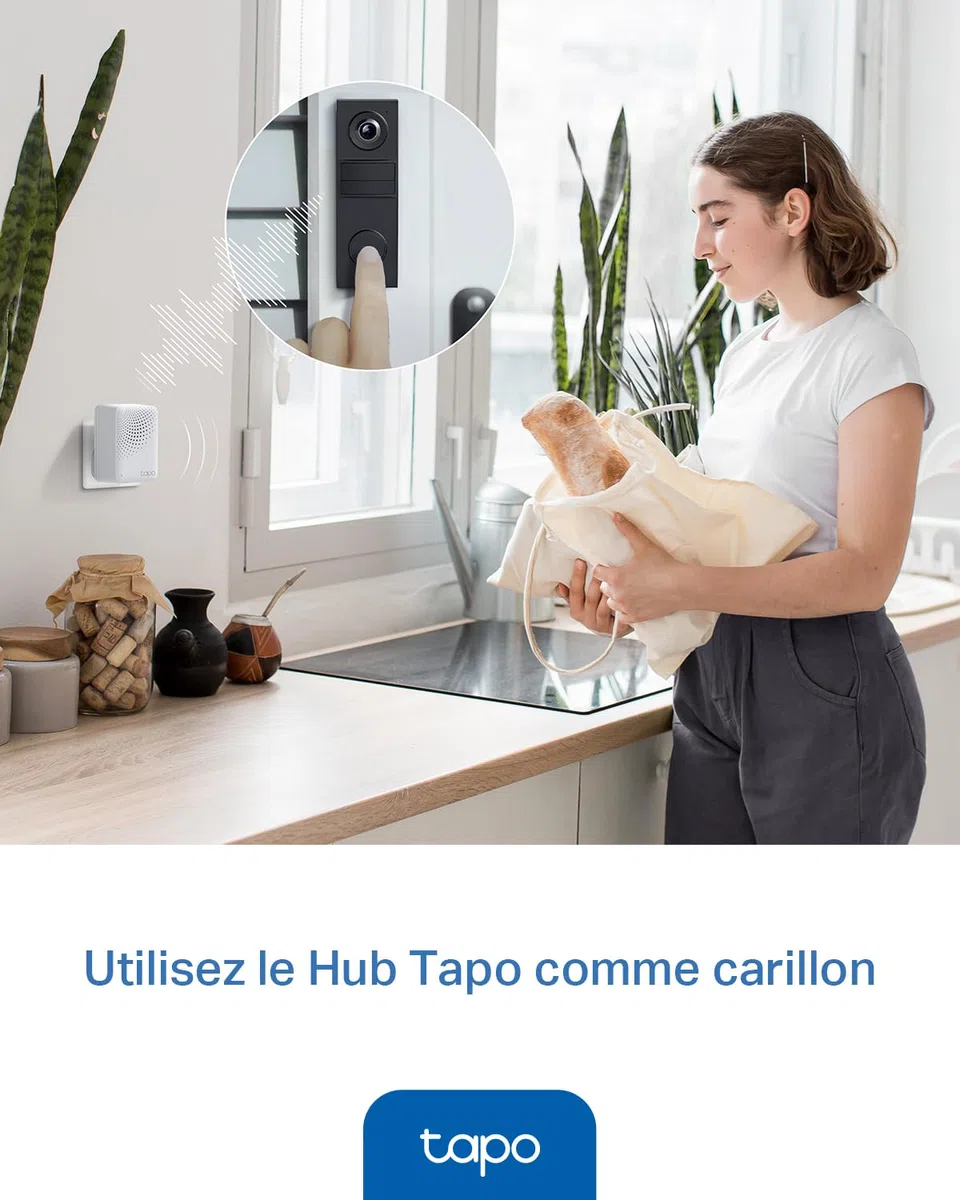 Tapo D205 Sonnette sans fil avec caméra extérieur 2K 3MP IP54 étanche Grand angle 160° Vision Nocturne Détection Humaine AI Audio Bidirectionnel autonomie 180j