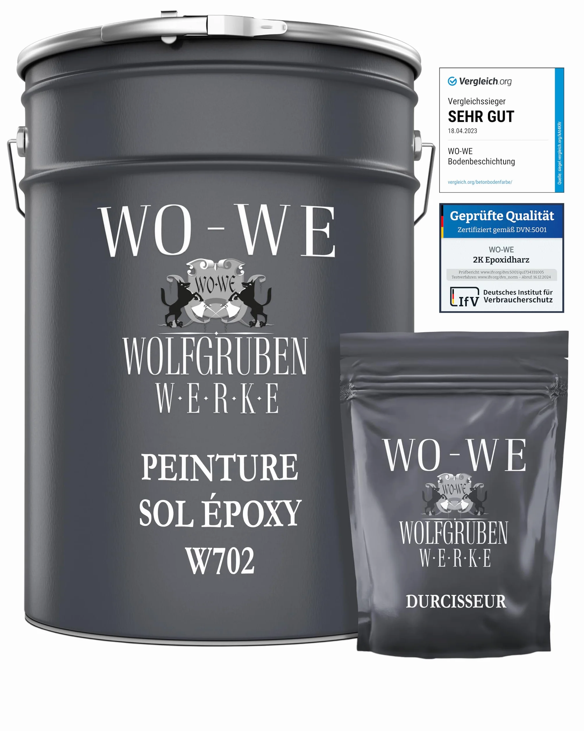 Farbe W702 Epoxidharz Bodenfarbe für Garage Industrieboden RAL 7001 10kg