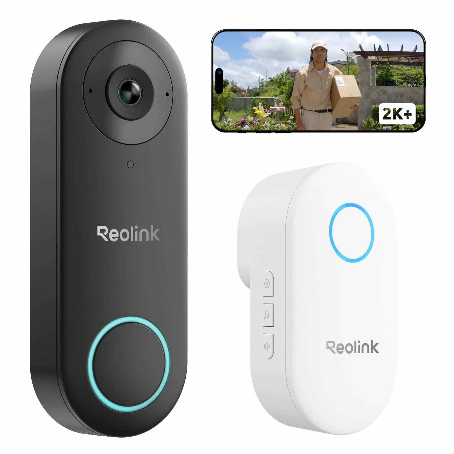 Reolink Sonnette Connectée Filaire Caméra 5MP WiFi Extérieure Étanche avec Carillon 2,4/5 GHz, Alertes Détection Humaine, Grand Angle 180°, Audio Bidirectionnel