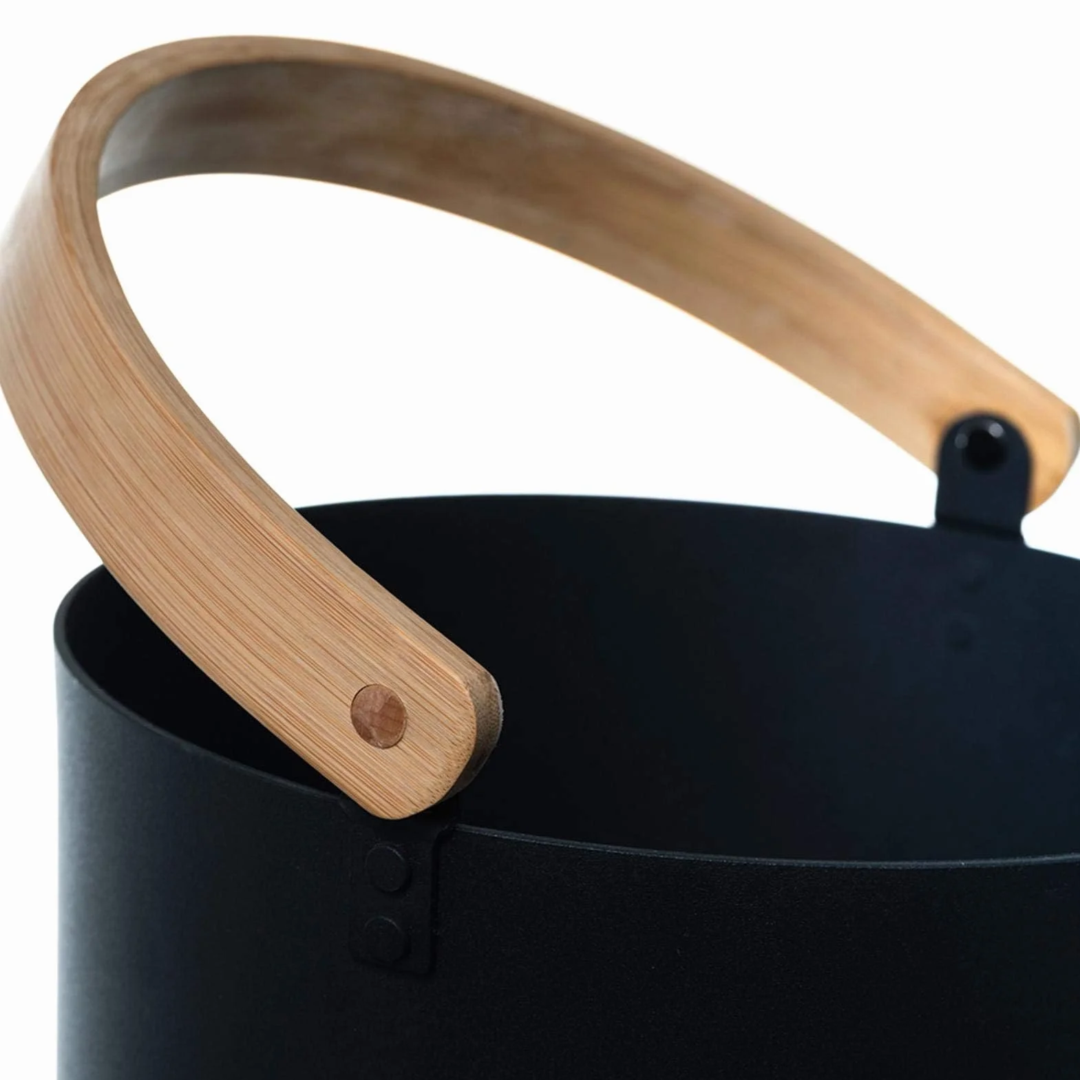 Seau de Sauna en Aluminium avec Manche Long Bois 7 L, Noir