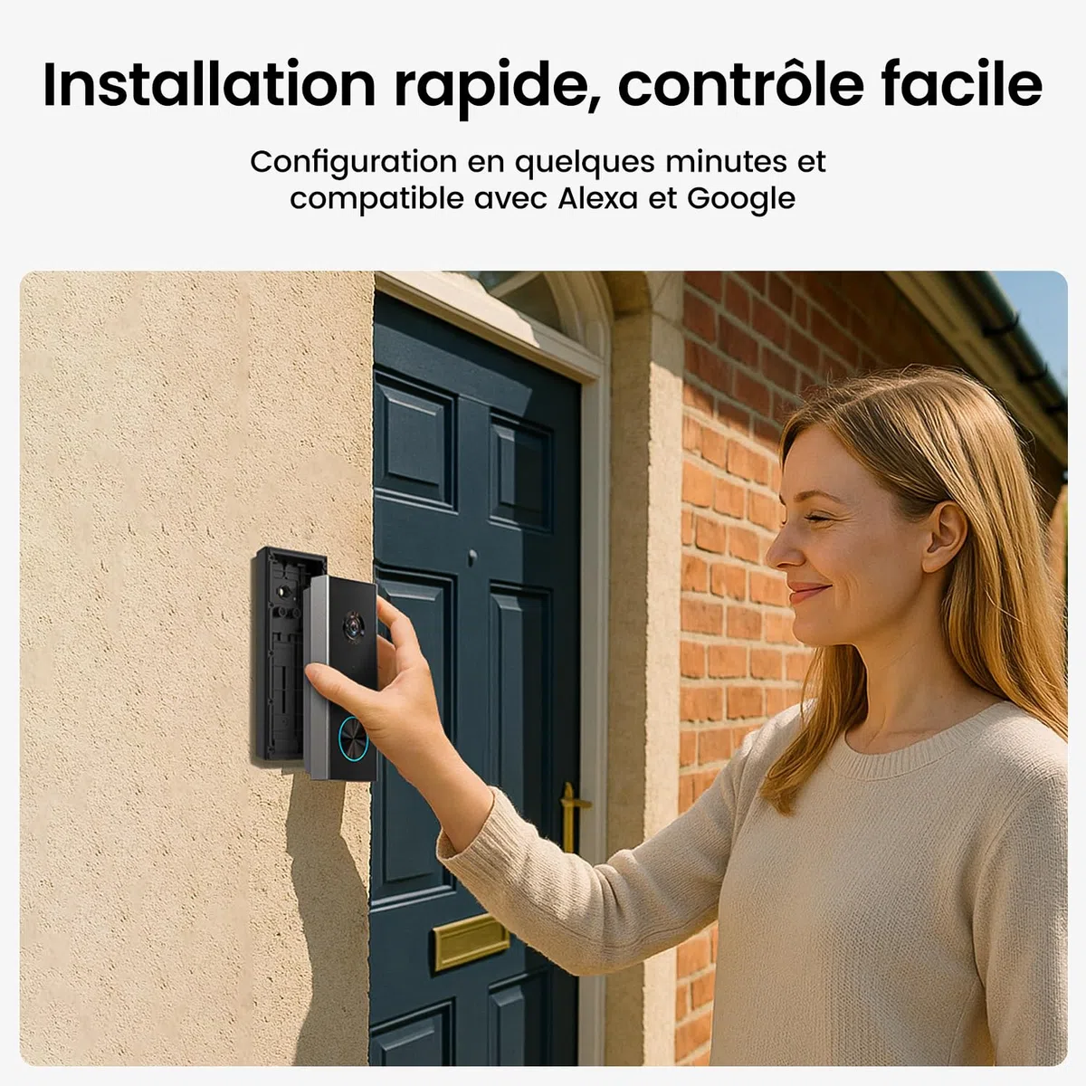 aosu Sonnette sans Fil avec Camera 2K HD 166° WiFi Exterieur Etanche Détection de Personnes Audio Bidirectionnel Alexa Intégré