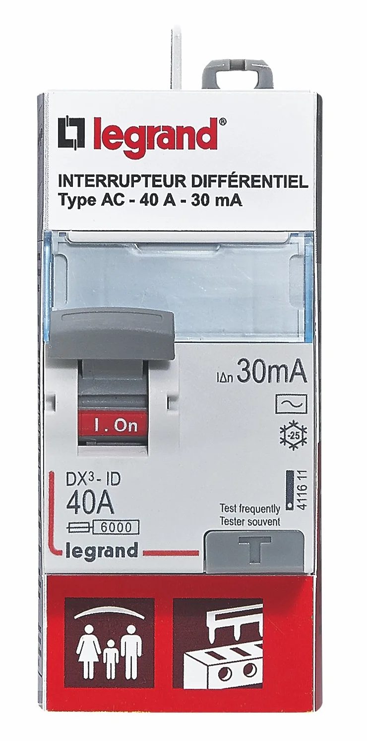 Legrand Interrupteur différentiel bipolaire Type AC 30mA 40A