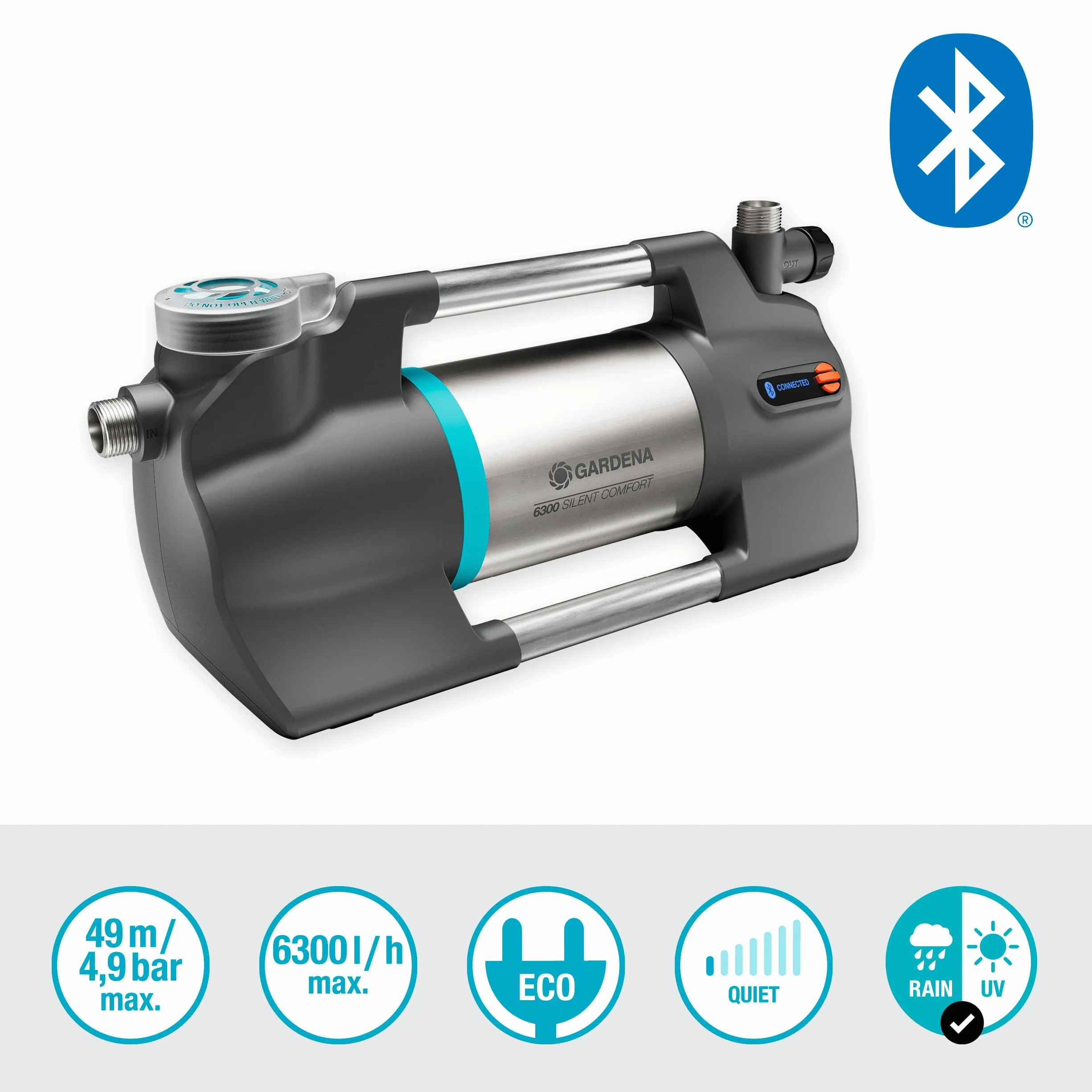 Gardena pompe de jardin 6300 SilentComfort pompe d'arrosage 6300 l/h acier inox anti-marche à sec étanche
