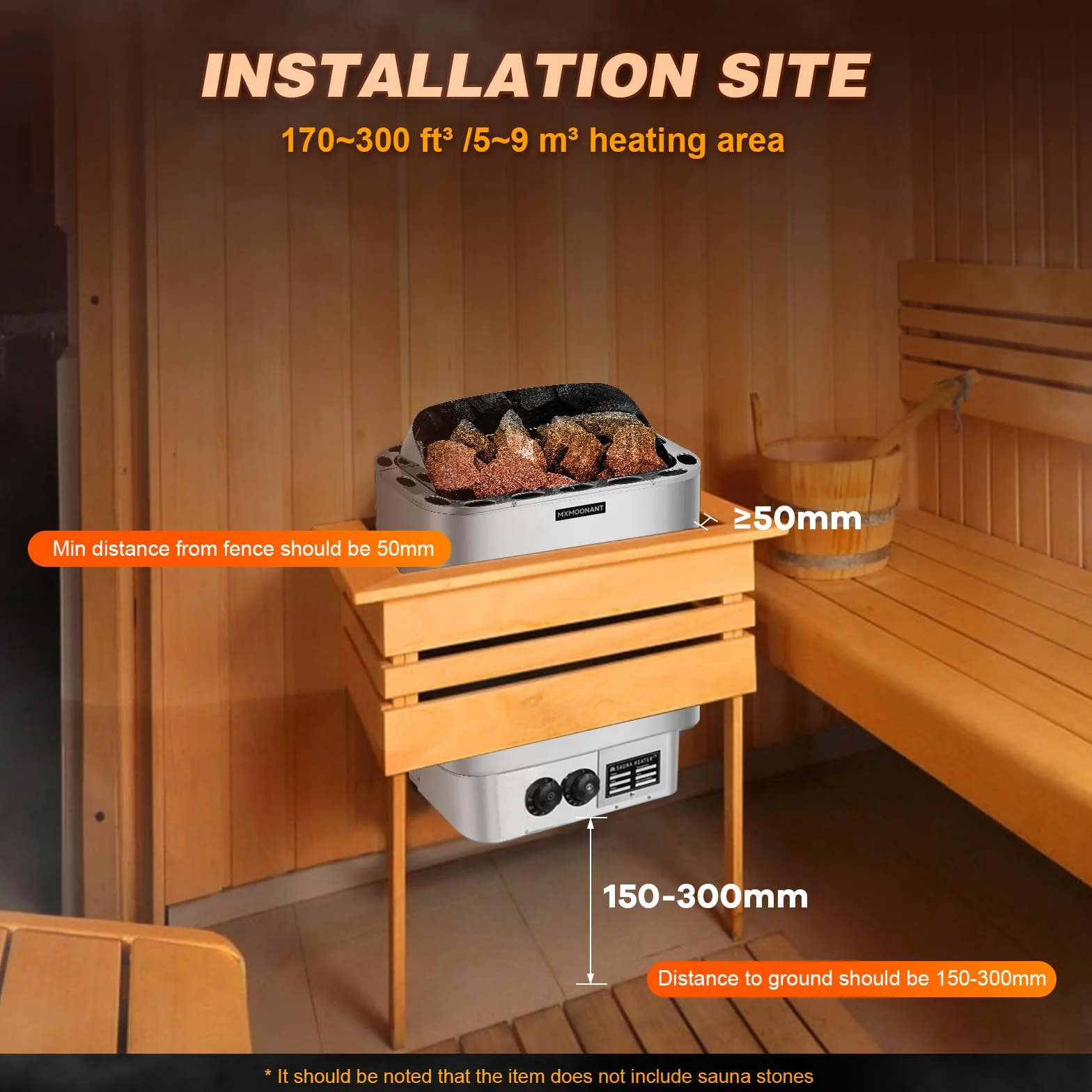 Mxmoonant Poêle Électrique pour Sauna 6KW Max 9 m³ avec Hygrothermographe
