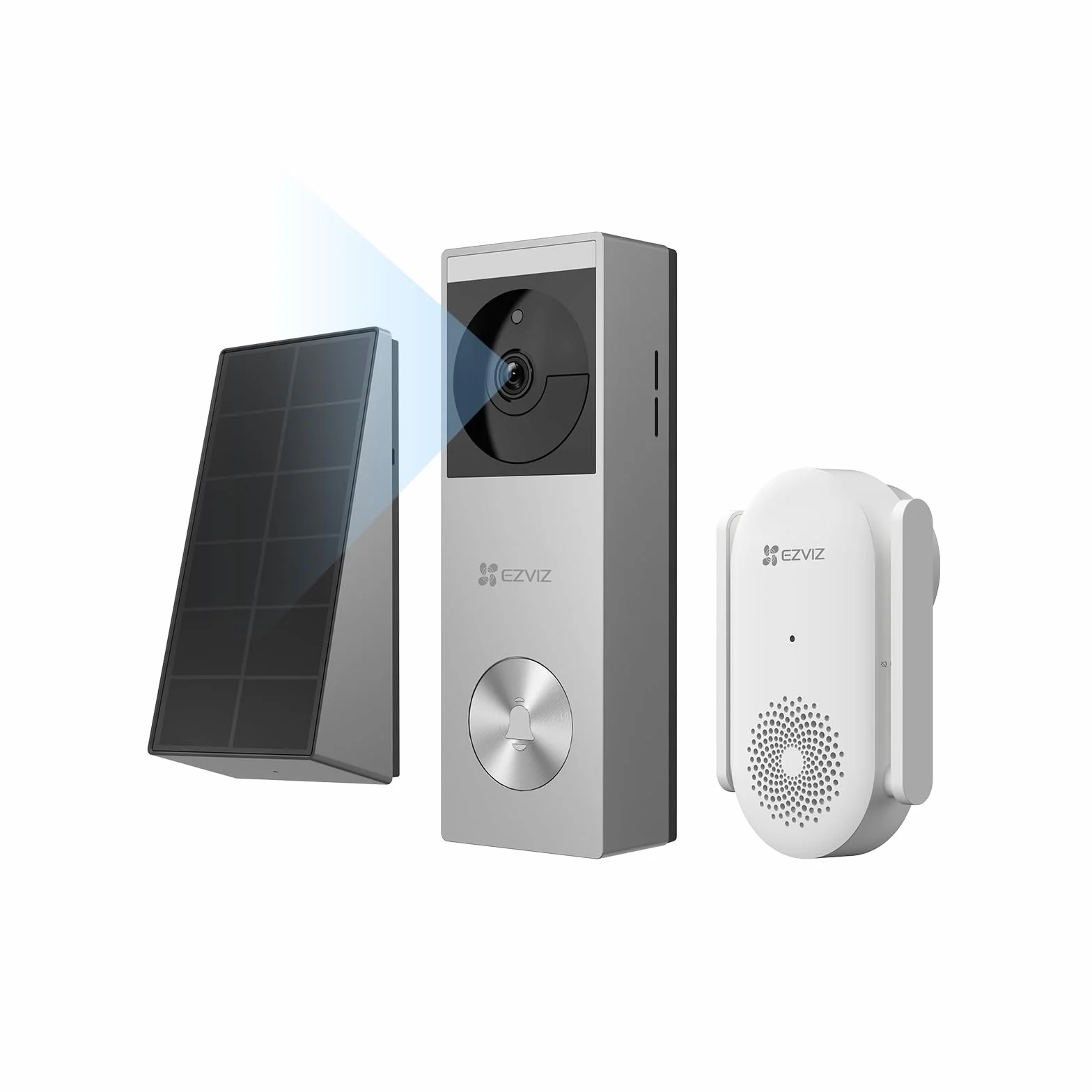 EZVIZ Sonnette Vidéo sans Fil 2K Extérieur Panneau Solaire Batterie Vision Nocturne Couleur Détection de Personnes CP3 Pro CH1 Kit