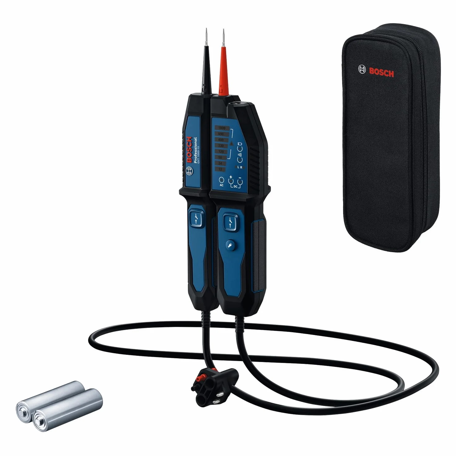 Bosch Professional Testeur de tension GVT 1000-15 1000 V AC/DC LED Buzzer Vibration Lampe de poche
