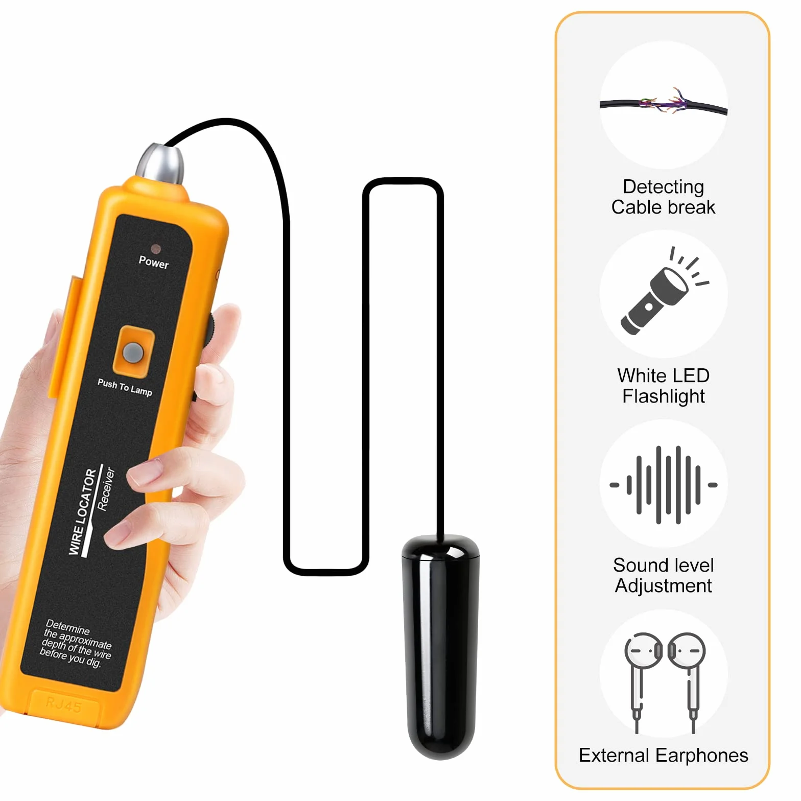 Localisateur de câbles souterrains F02 Wire Tracker testeur de câbles 2-3 pieds 1000 pieds