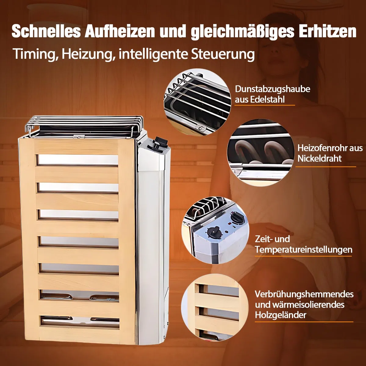 Poêle de sauna électrique 3,6 kW 220 V acier inoxydable chauffage à vapeur