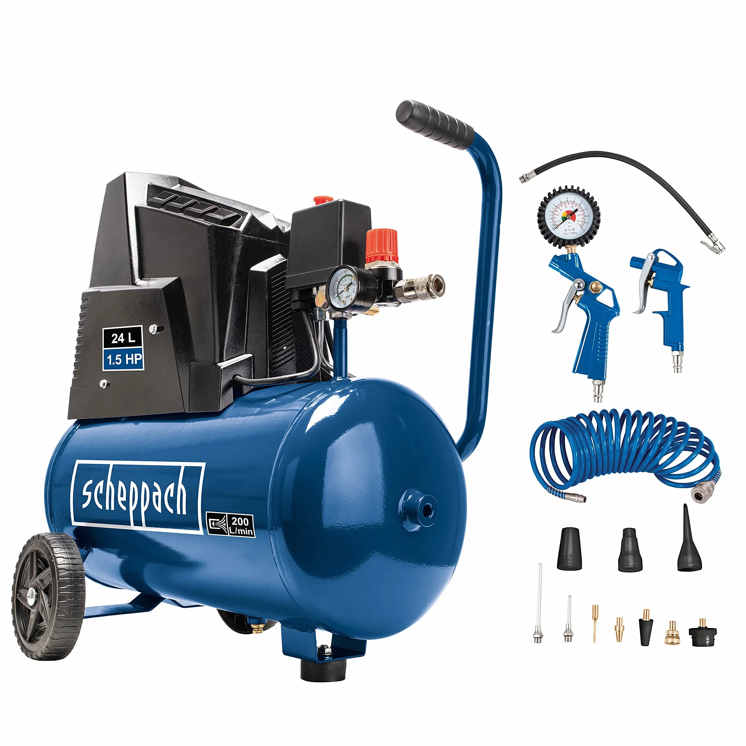 Scheppach HC25o Compresseur sans huile 1100 W 24 l 8 bar 165 l/min 13 outils
