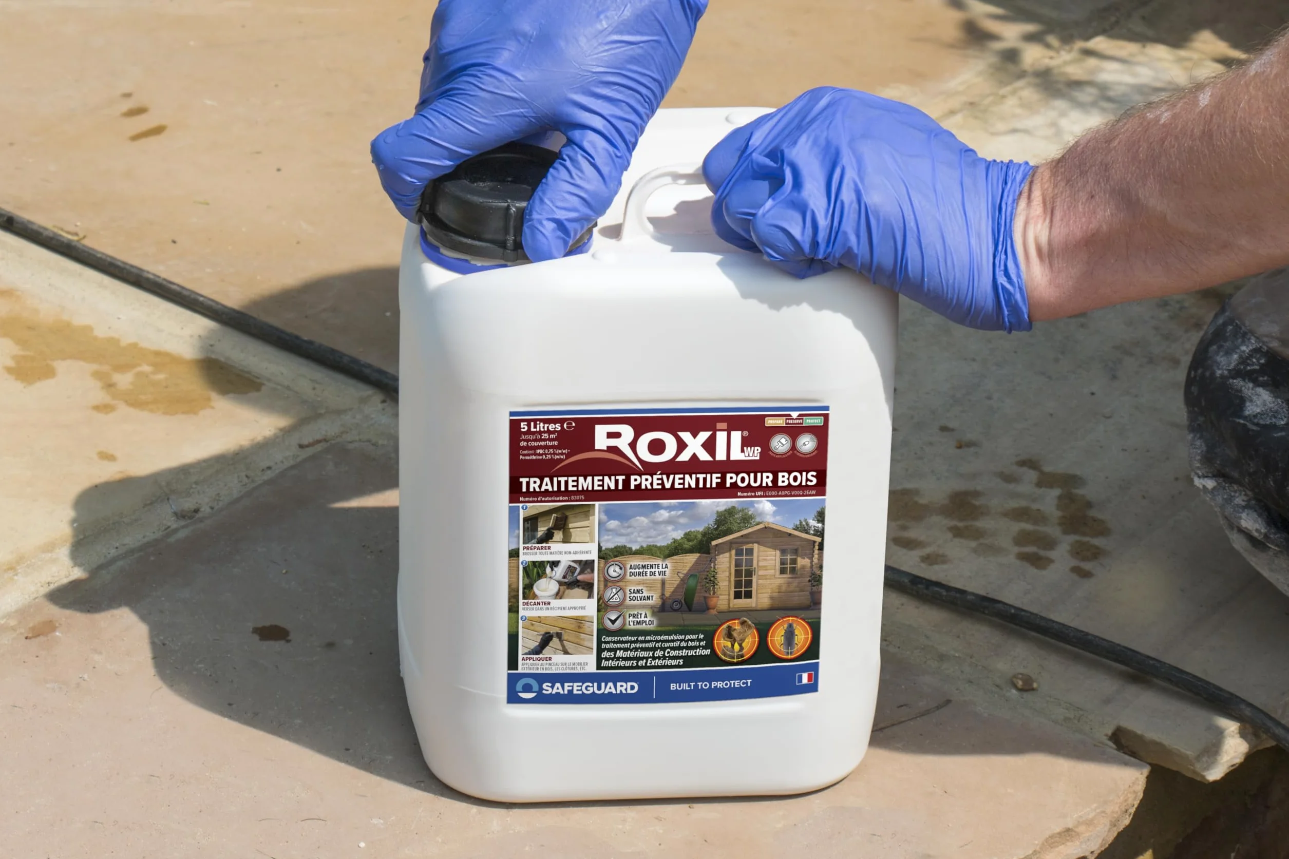 Roxil Lasure Préventive Bois 5L Incolore Extérieur Contre Insectes Xylophages & Pourriture Apprêt Prêt à l’Emploi