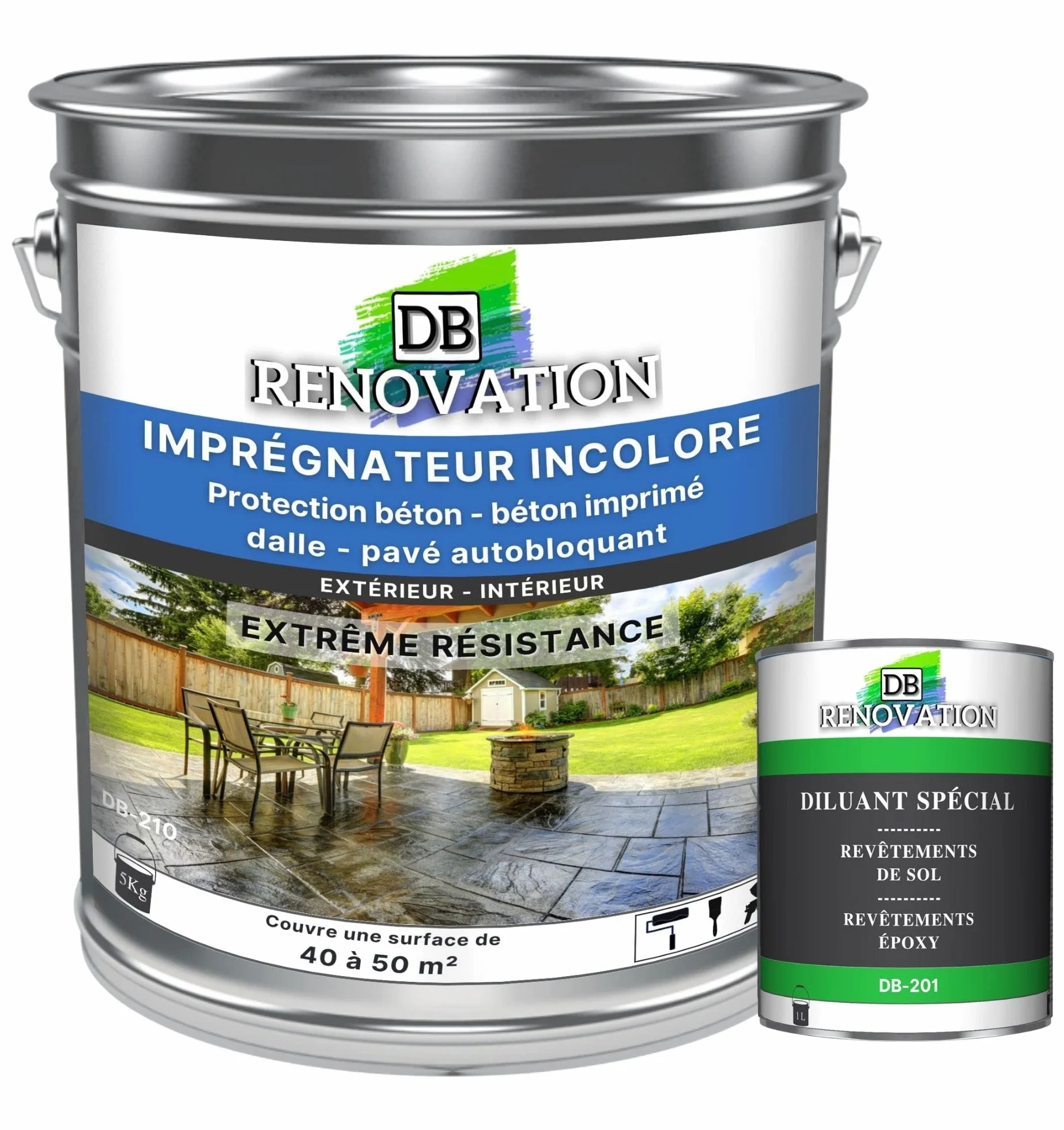 Vernis de protection sol béton pierre terrasse façade imperméabilisant hydrofuge anti-tâche incolore 5 KG