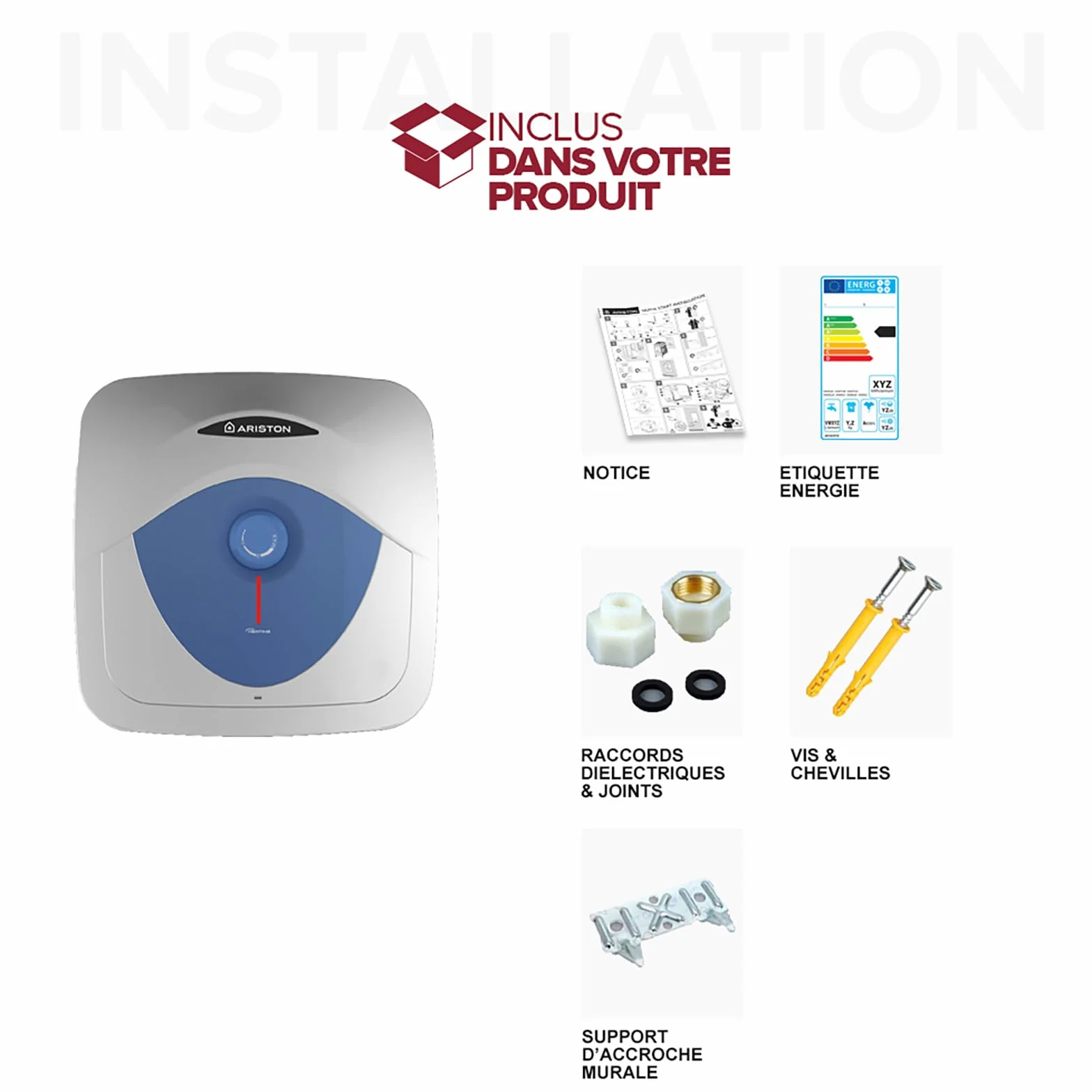 Ariston Blu Evo RS 15L Chauffe-eau Électrique 15 litres Compact Sous-Evier 2000W