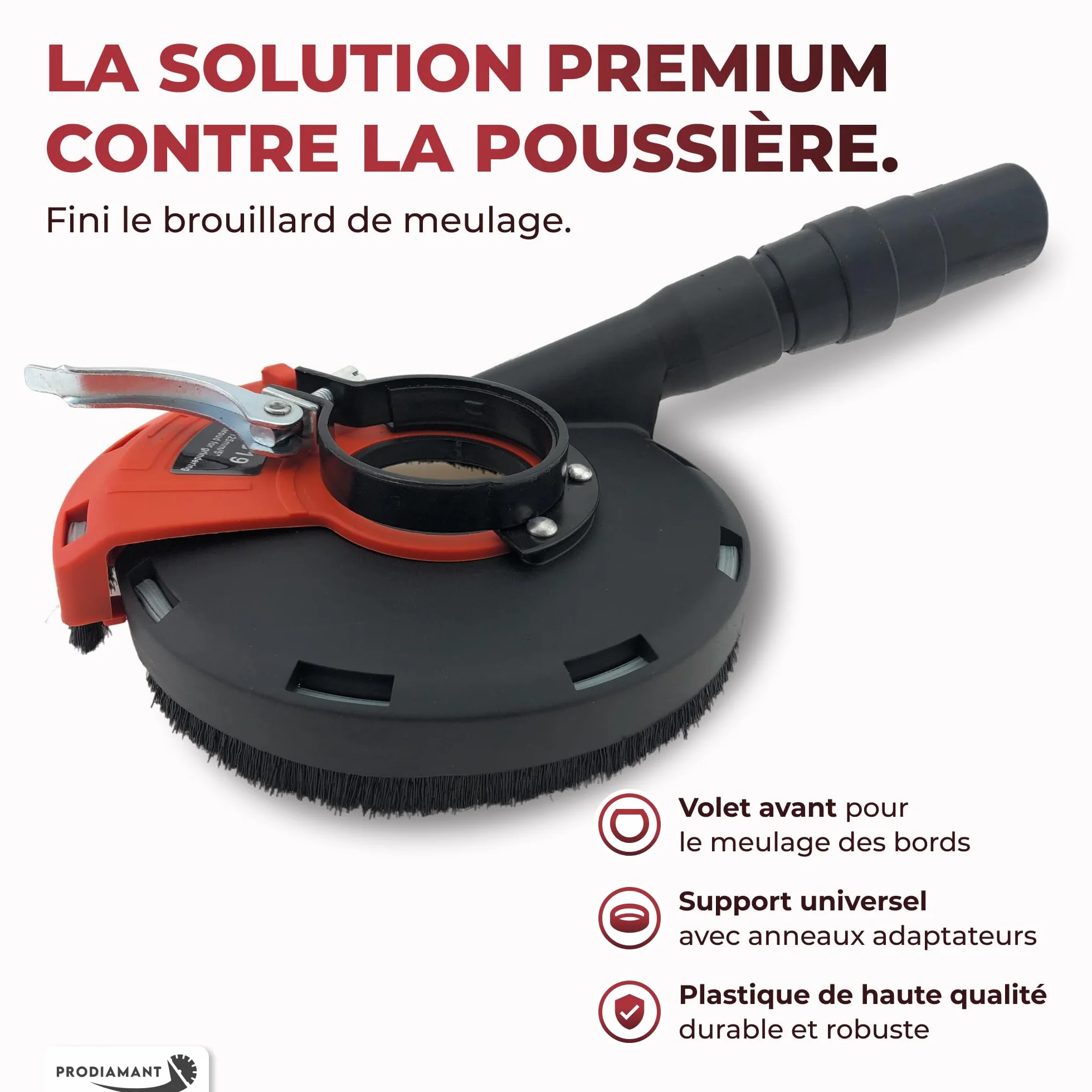 PRODIAMANT Kit capot d’aspiration avec brosses pour meuleuse d’angle 125 mm