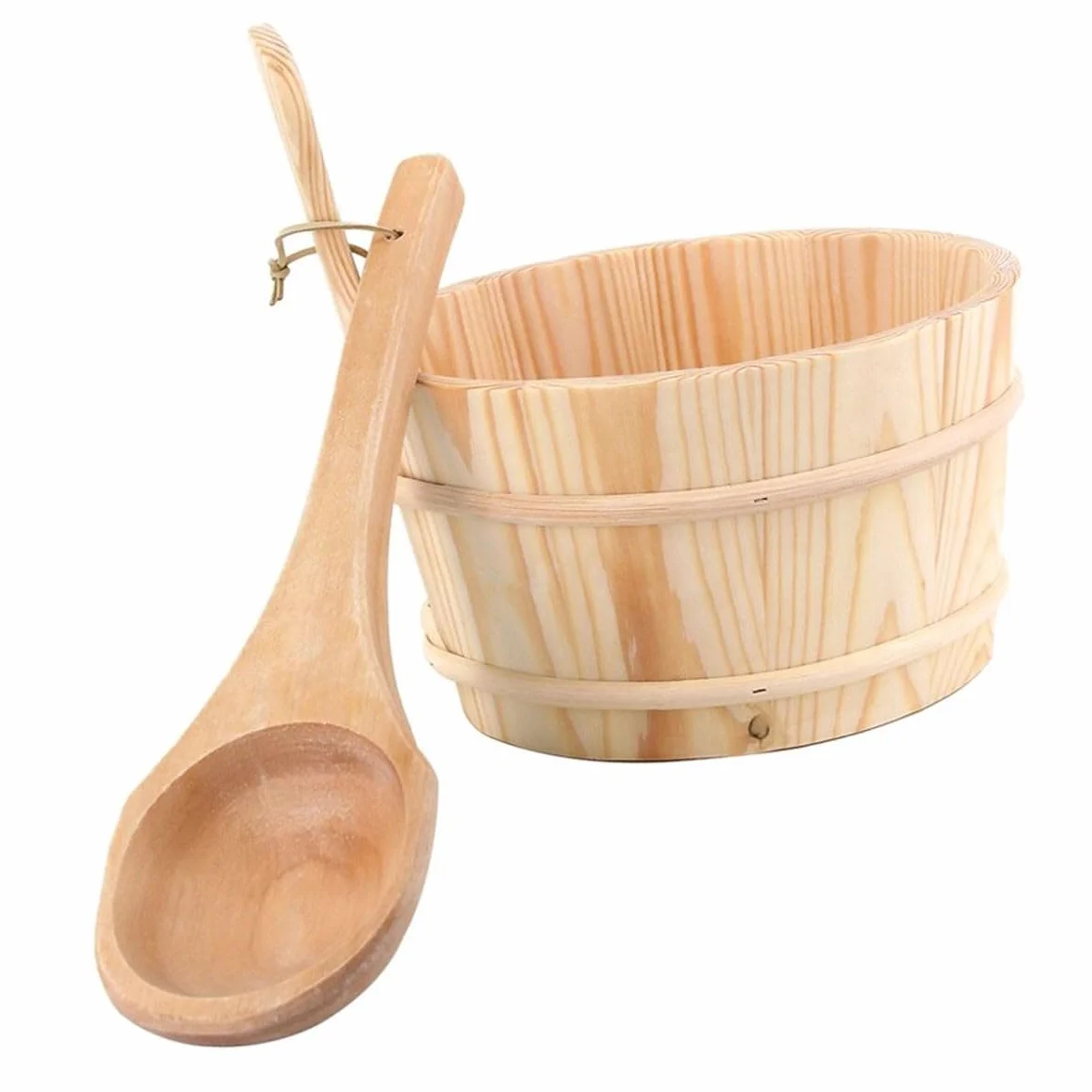 Desineo Kit Seau et Louche en Bois pour Sauna 4 Litres