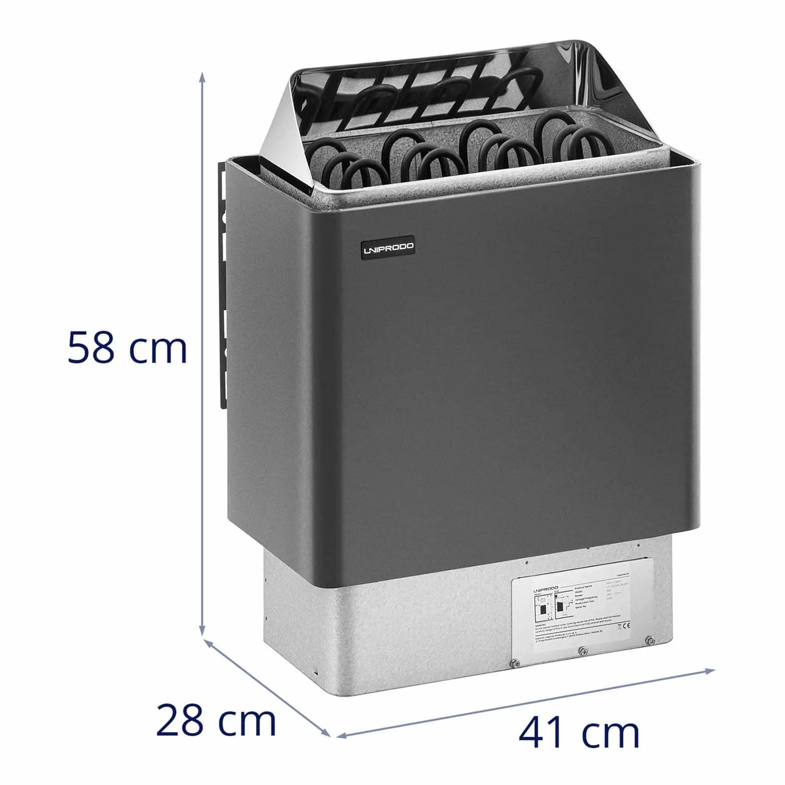 Poêle Radiateur Électrique Sauna Finnois UNI_SAUNA_G6.0KW 6.0kW 5-9 m³ 30-110°C 10kg Aluminium Zinc