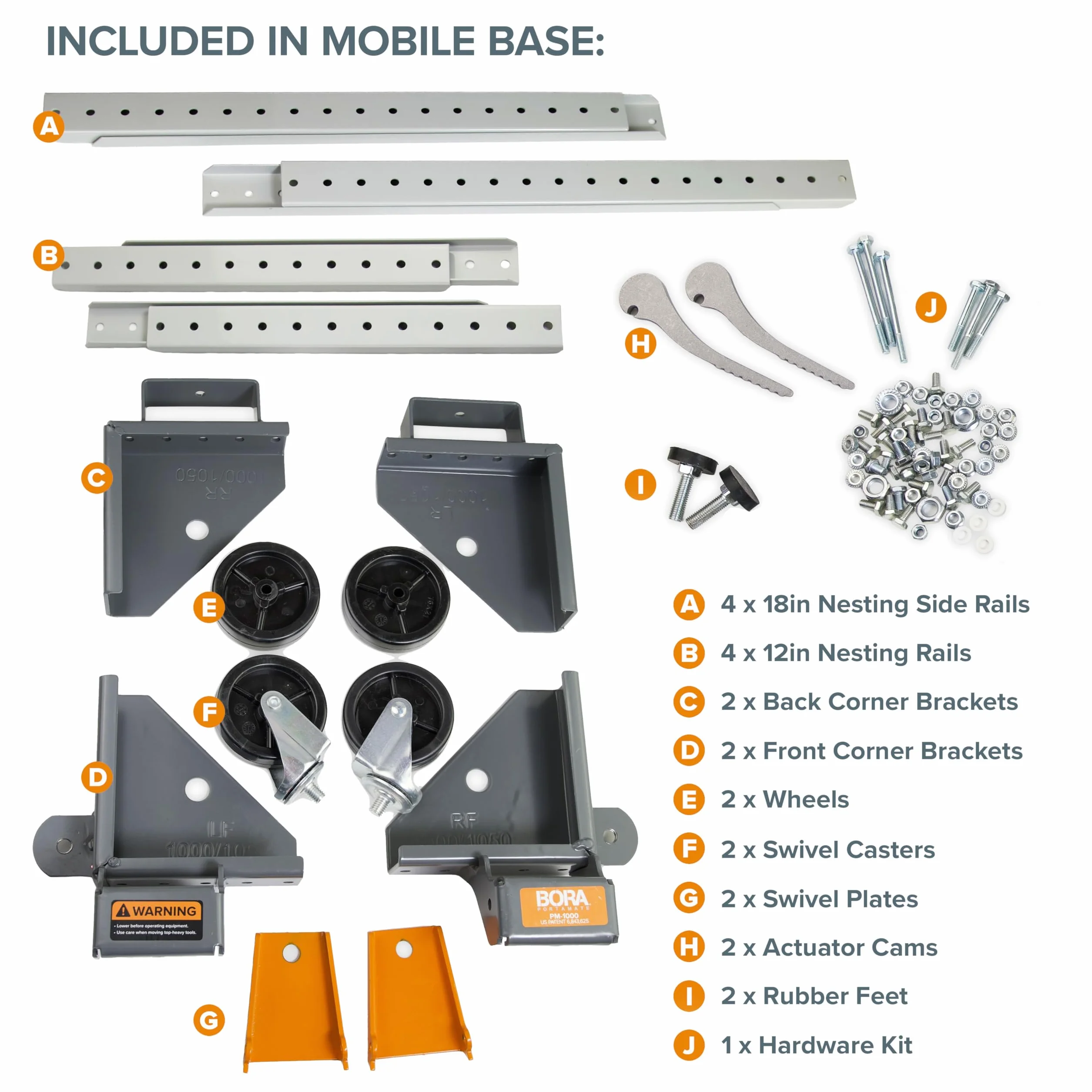 Bora Portamate PM-1000 Base Mobile Universelle réglable pour Outils Lourds