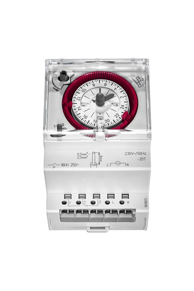 Talento 111 Horloge de Distribution analogique avec Programme journalier 3TE 1 Canal Montage sur Rail DIN LED 180W