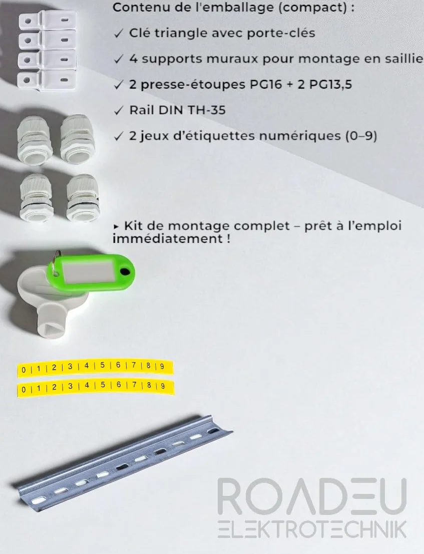Coffret électrique IP65 350x300x165mm étanche avec porte verrouillable et plaque de montage