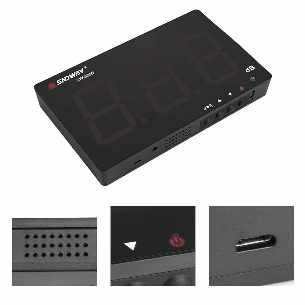 Sonomètre 30~130 dB écran LCD 9,6" SW-525B mesure du bruit avec alarme