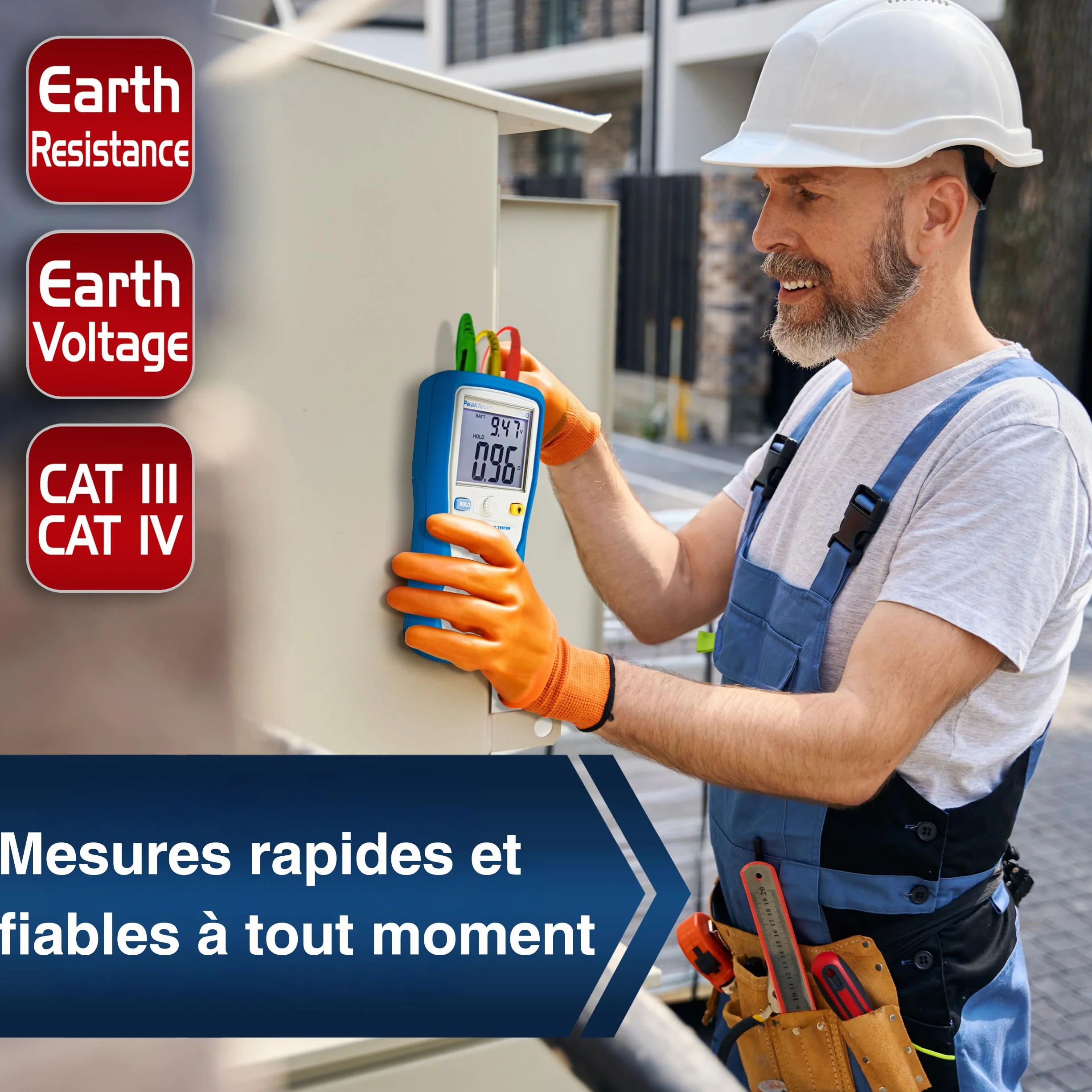 PeakTech 2700 Numérique Mesureur de Résistance de Terre CAT III 1000 V Double Affichage LCD