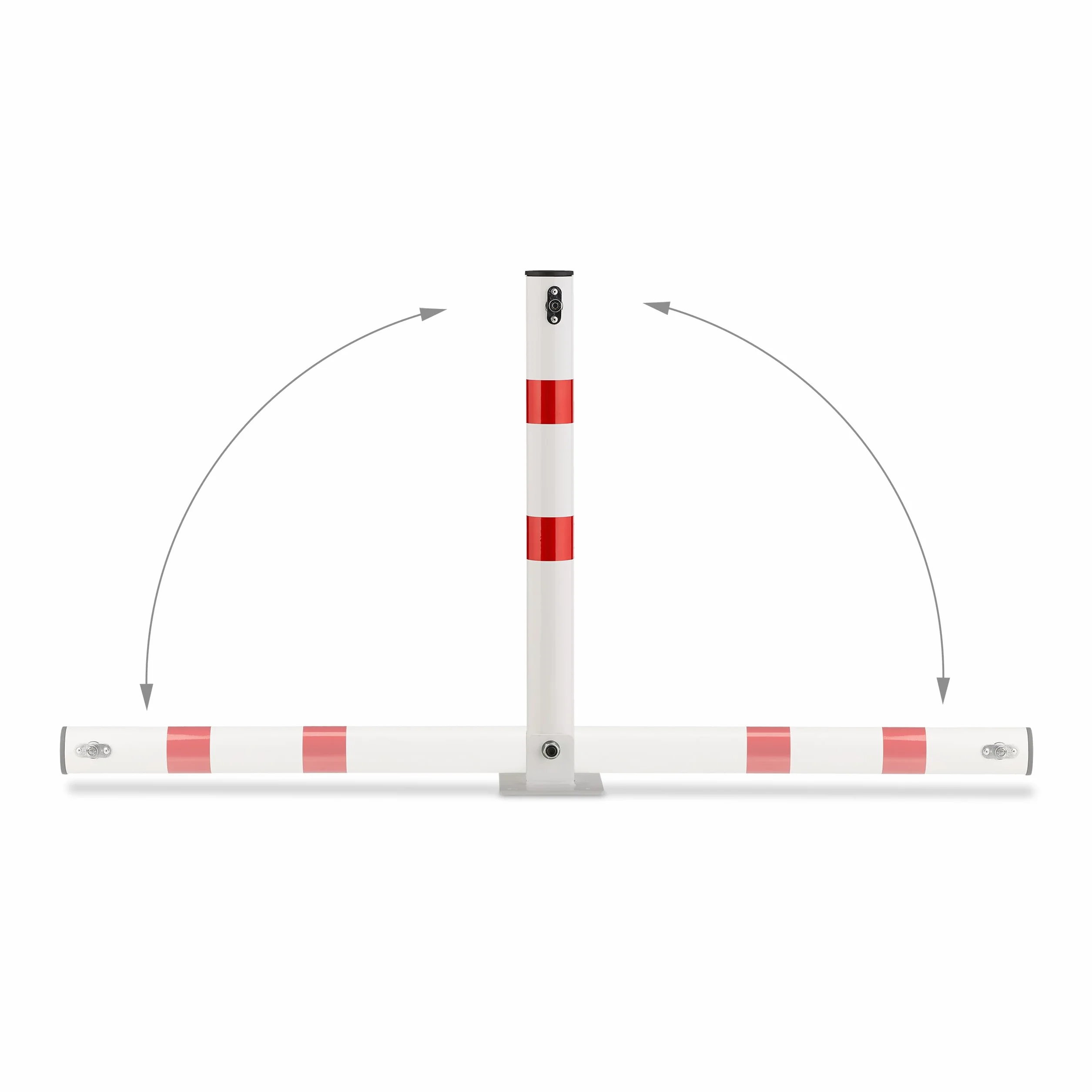 Relaxdays Poteau de Parking Rabattable, Borne de Stationnement en Acier, H 65 cm, Verrouillable, Blanc/Rouge