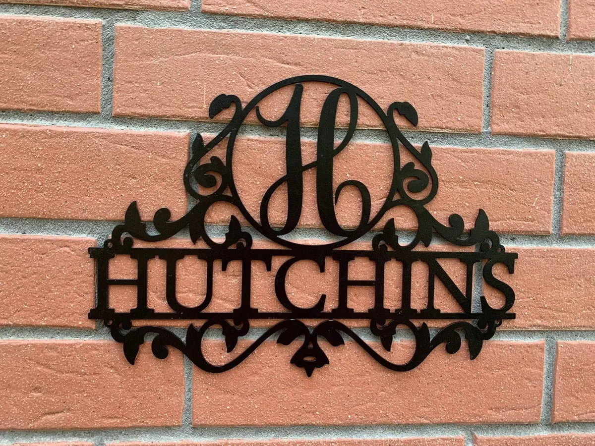 Plaque de porte en Métal Personnalisée avec Nom, Décoration Murale Extérieur, Cadeau Mariage Anniversaire