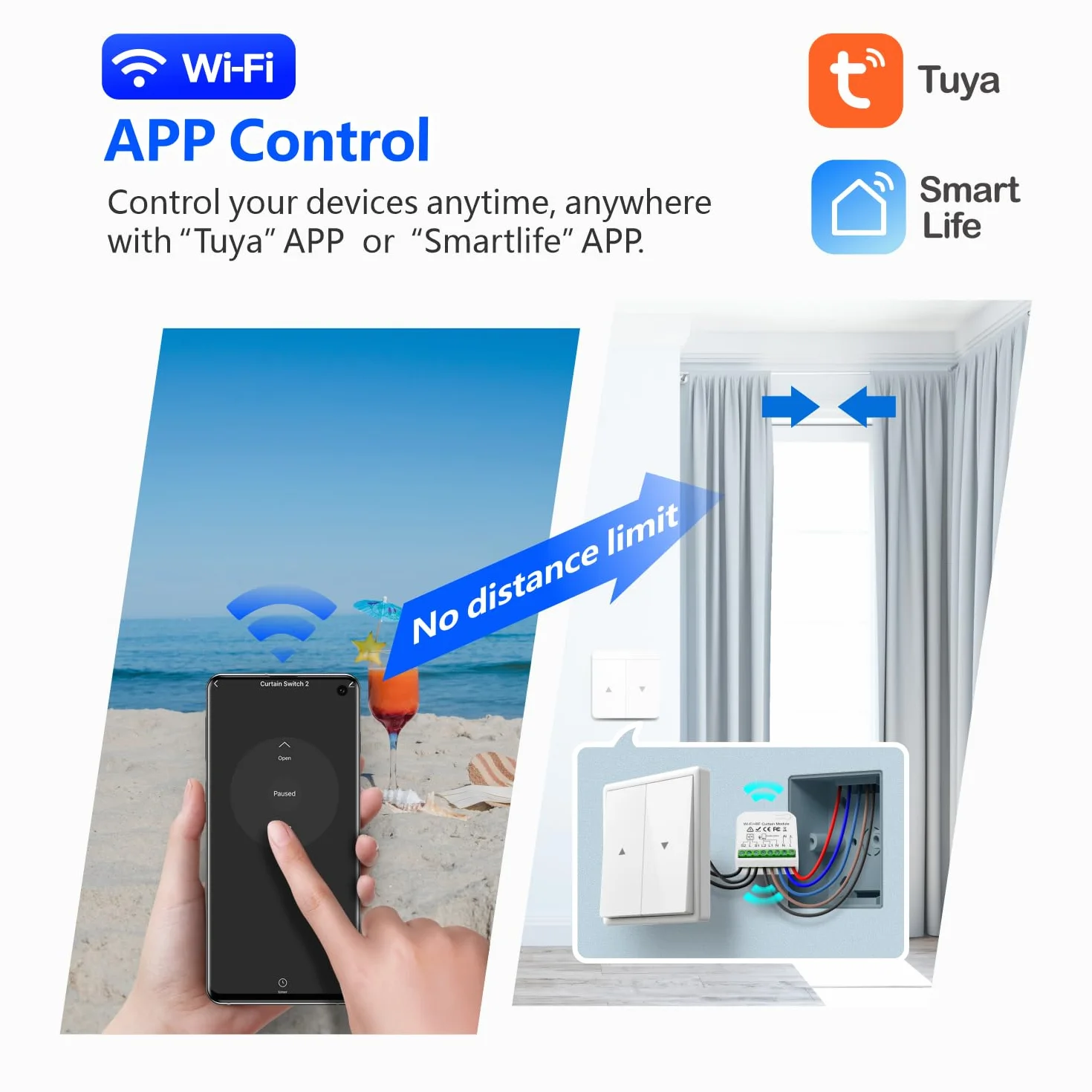 DieseRC Module de contrôleur de volet roulant intelligent sans fil 5 pièces avec télécommande RF compatible Google Home Alexa