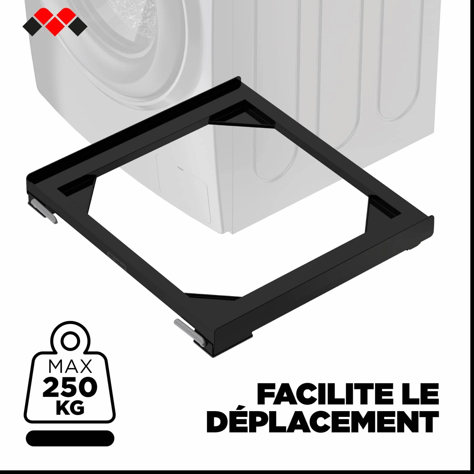 Meliconi BASE MOVE BLACK Support mobile anti vibrations 60x60 60x45 cm