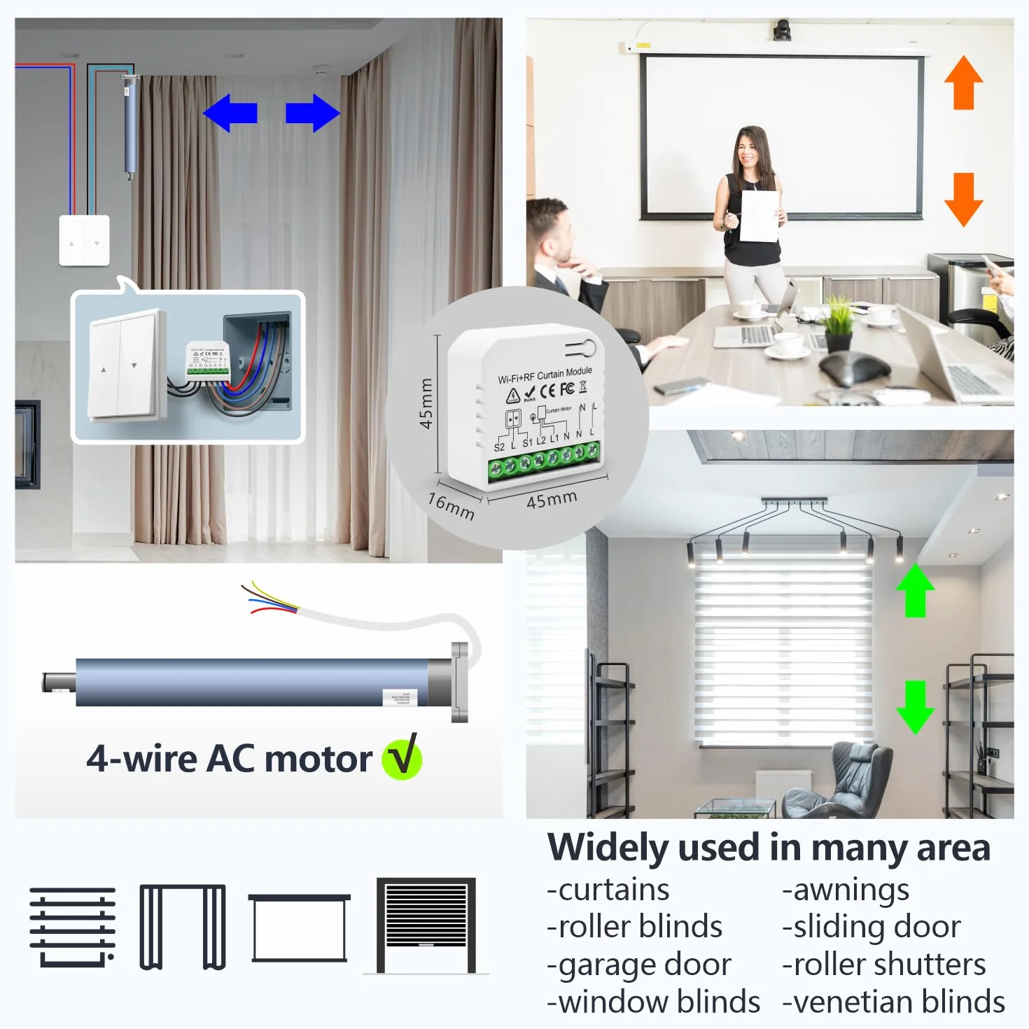 DieseRC Module de contrôleur de volet roulant intelligent sans fil 5 pièces avec télécommande RF compatible Google Home Alexa