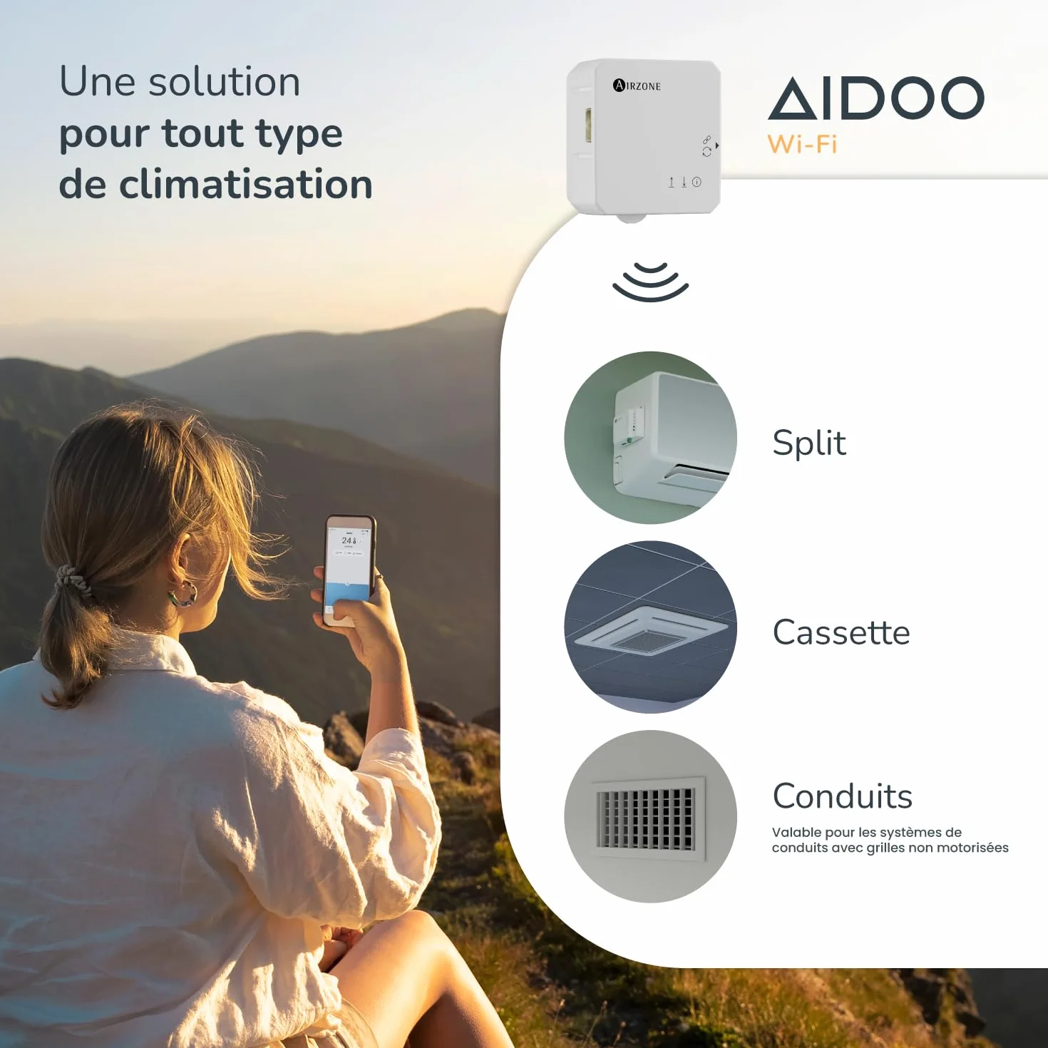 AIRZONE Contrôle WiFi Aidoo pour climatisation Compatible DAIKIN Sky Air VRV AZAI6WSCDA1 Télécommande Programmation Application Google Home Alexa
