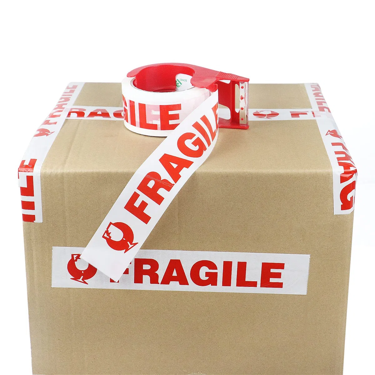 BOMEI PACK 18 Rouleaux Ruban Adhésif Fragile 48 mm x 66 m avec dévidoir