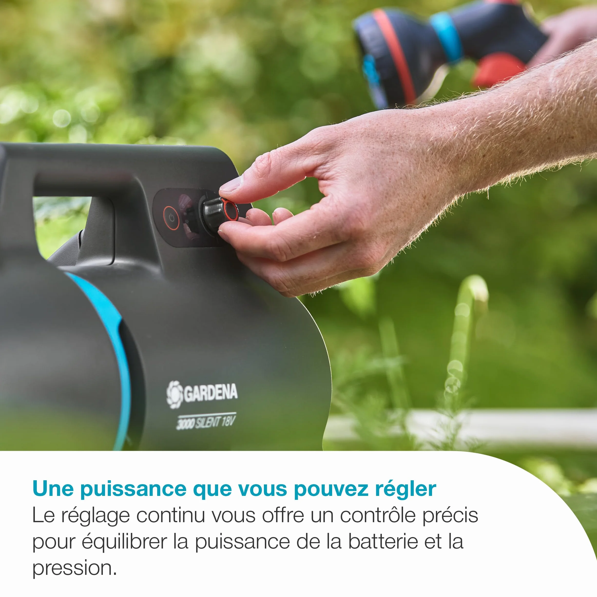Gardena Pompe de jardin sur batterie 3000 Silent 18V P4A Kit prêt à l'emploi