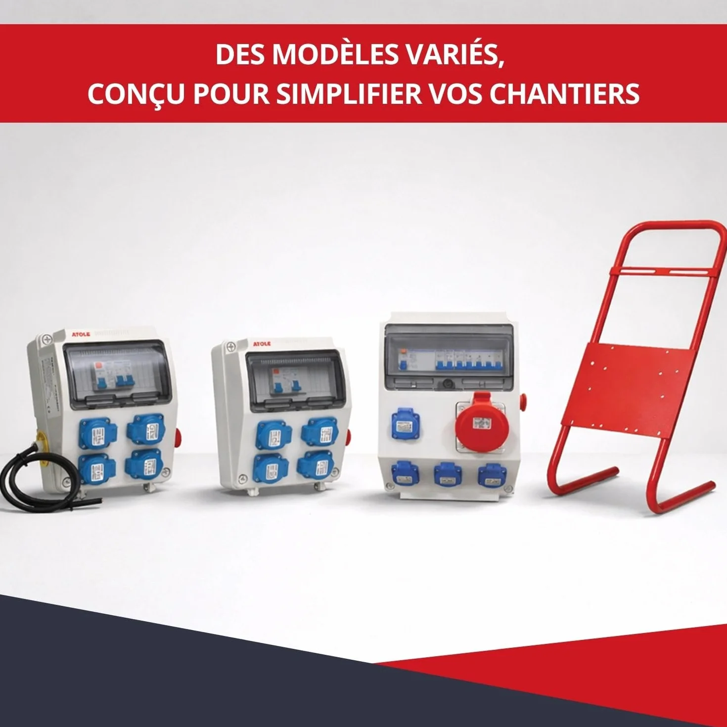 Coffret de chantier monophasé 9 modules 4 prises 16A IP54 ABS 7kVA