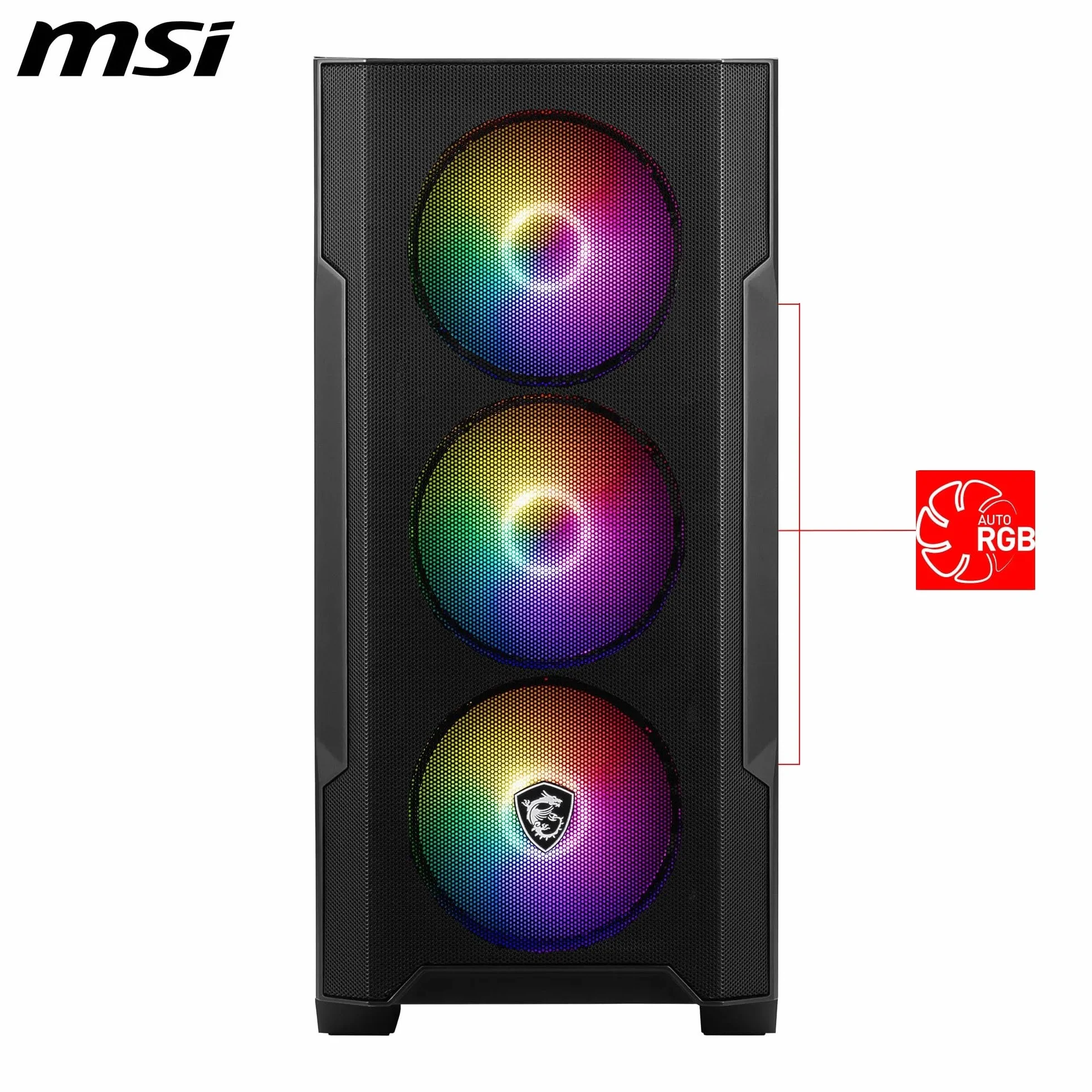 MSI MAG Forge M100A Boîtier PC Mini-Tour, Verre trempé, Micro-ATX/Mini-ITX, Panneau Avant Maille, 4 Ventilateurs Auto-RGB 120mm, Filtre Anti-poussière magnétique