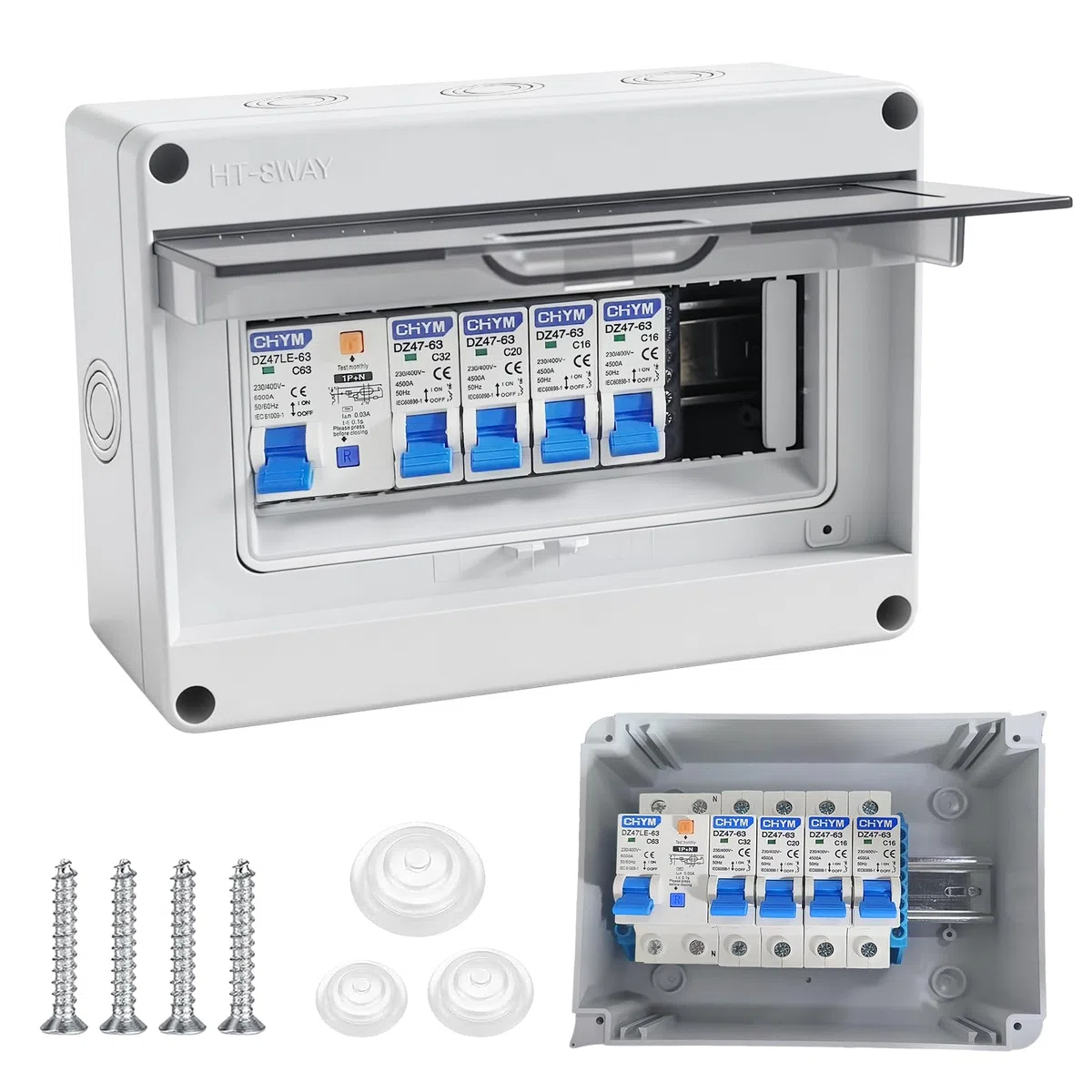 Coffret Electrique Etanche IP65 avec Disjoncteur 63A 2x16A 20A 32A Tableau Electrique