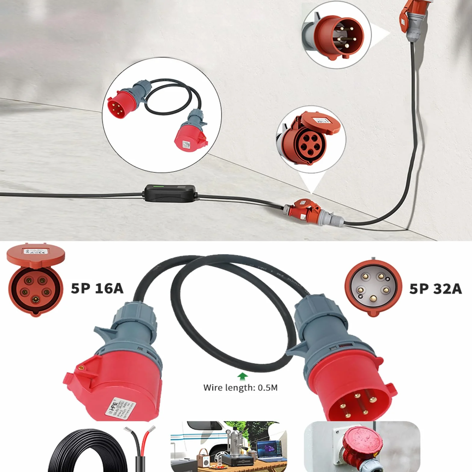 Adaptateur CEE 32A sur 16A Triphasé IP44 Industriel Domestique