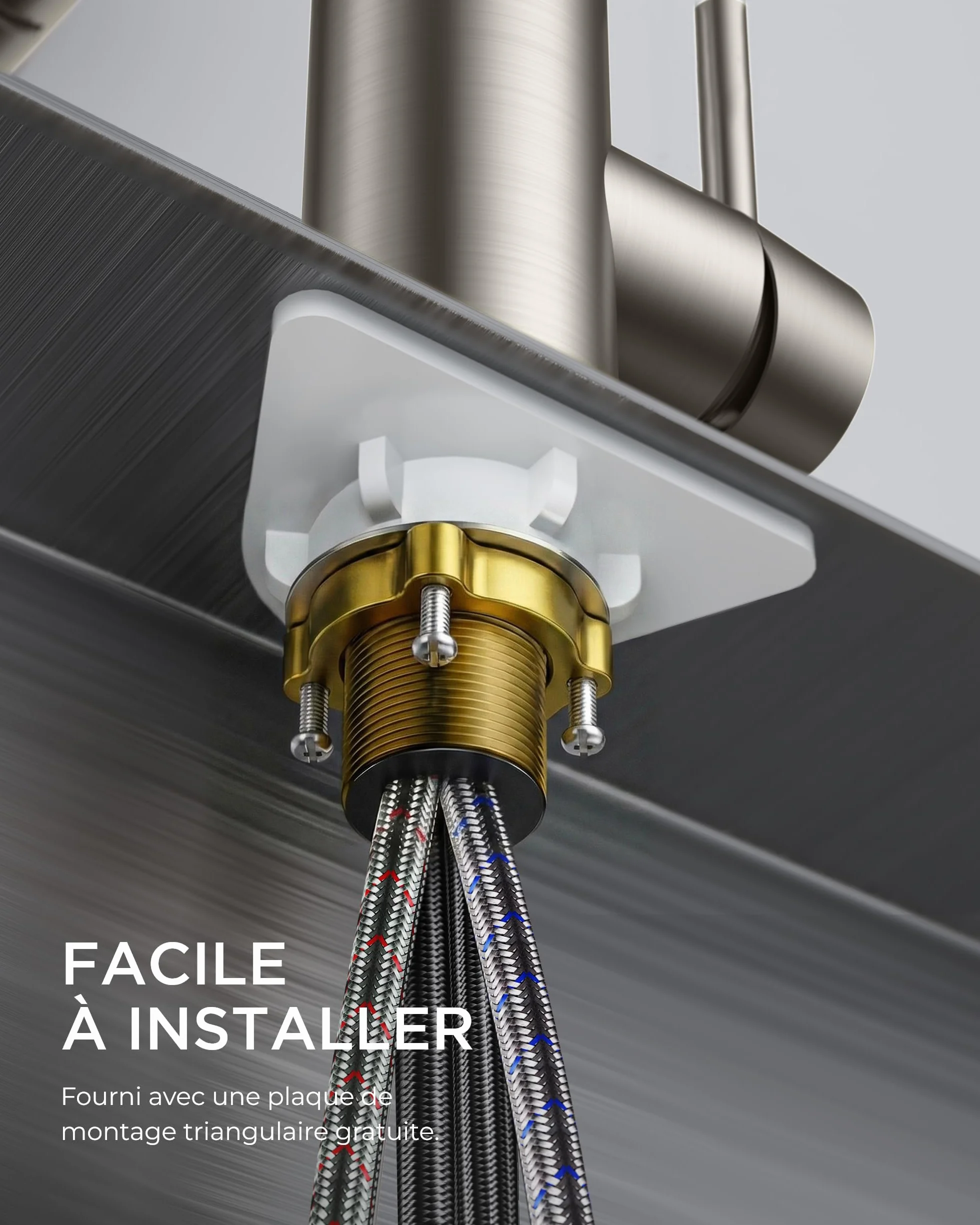 FORIOUS Robinet Cuisine Mitigeur avec Douchette Extractible 2 Modes Pivotant 360° Acier Inoxydable