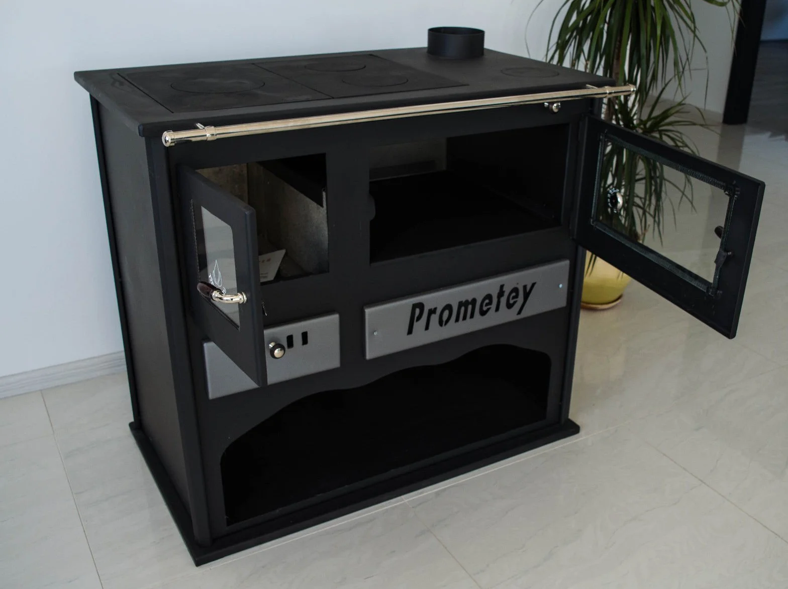 PROMETEY Poêle à bois cuisinière four 11 kW PRAKTIK LUX