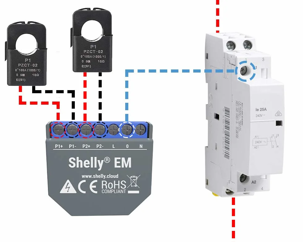 Shelly EM Compteur sans convertisseur de tension
