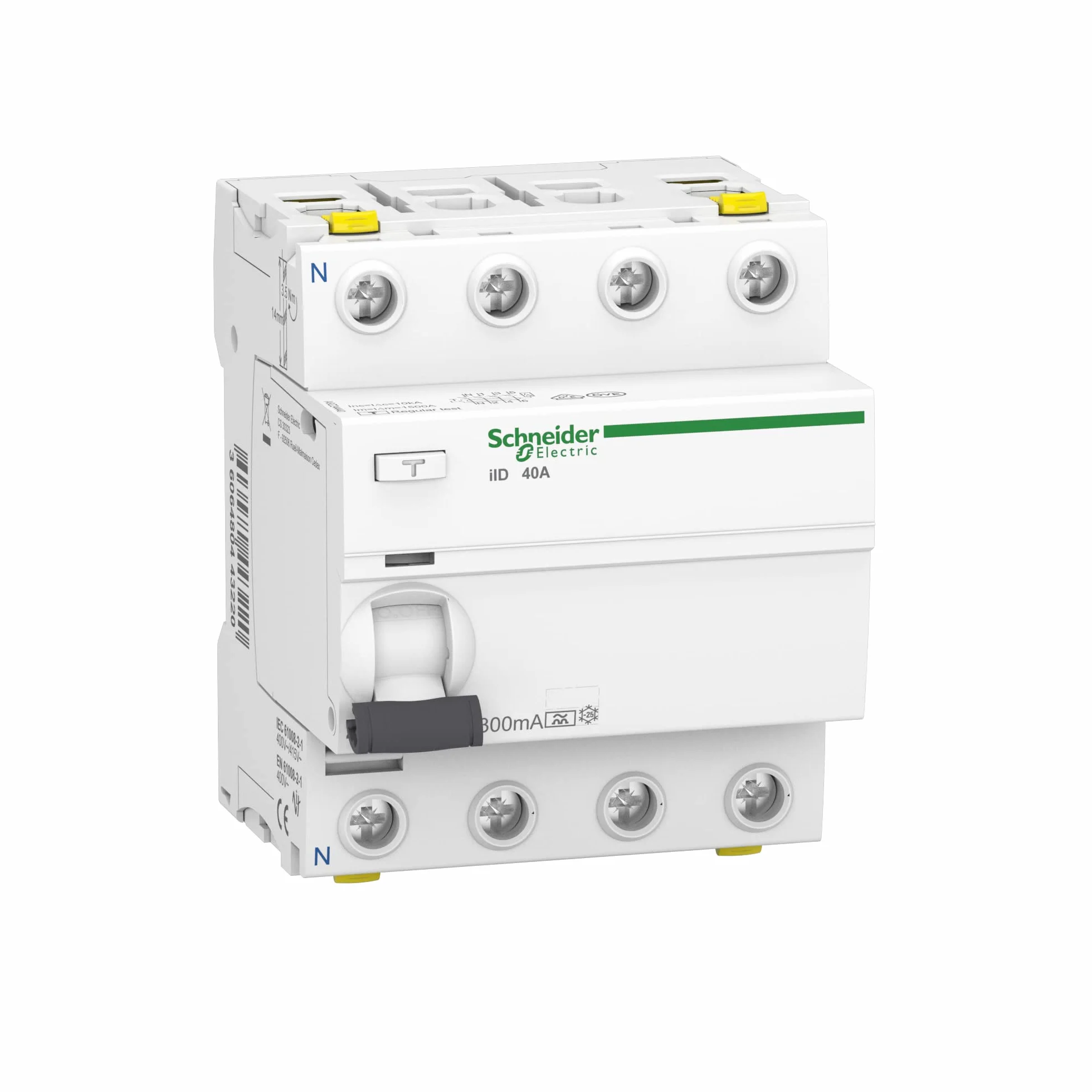 Schneider A9Z24440 Disjoncteur différentiel iID 4P 40A 300mA Type A Blanc