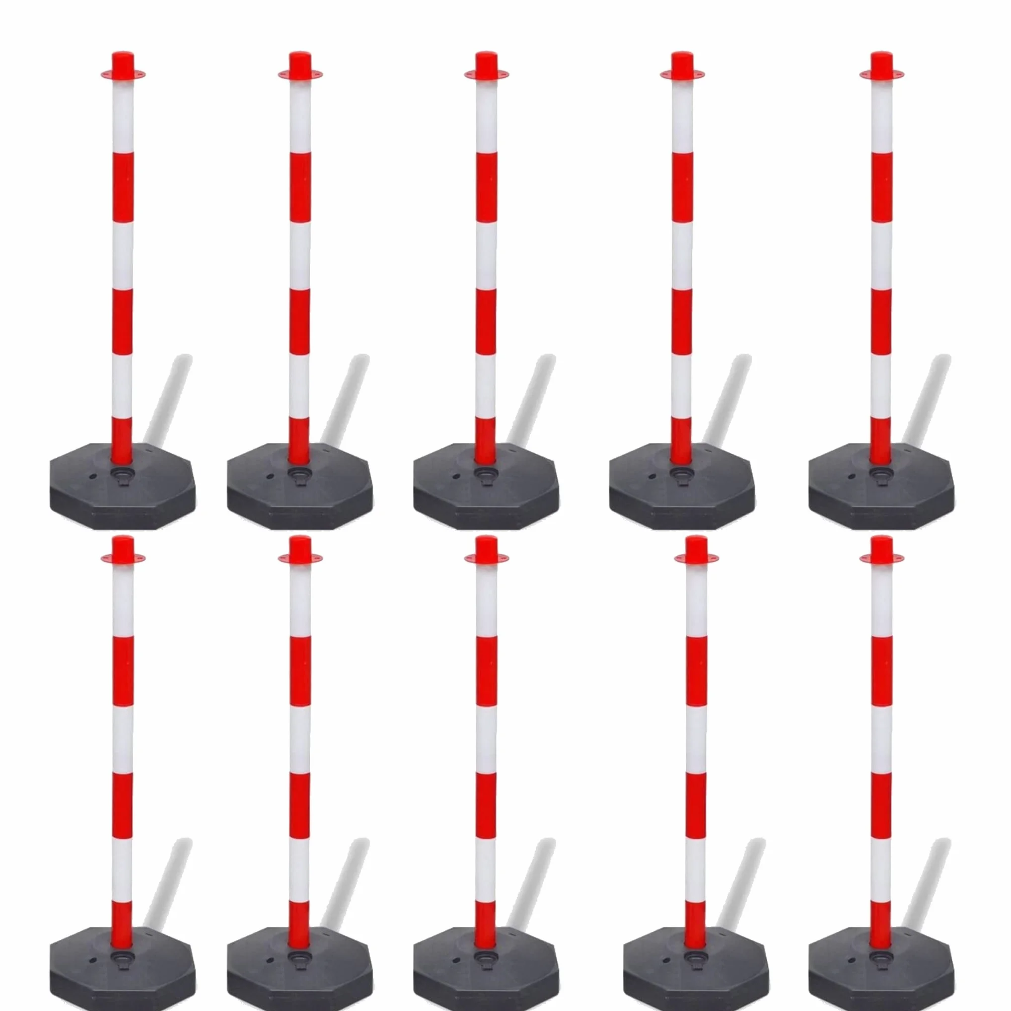 Pôle de signalisation fluorescent balise séparateur de lignes rouge blanc 10 pièces