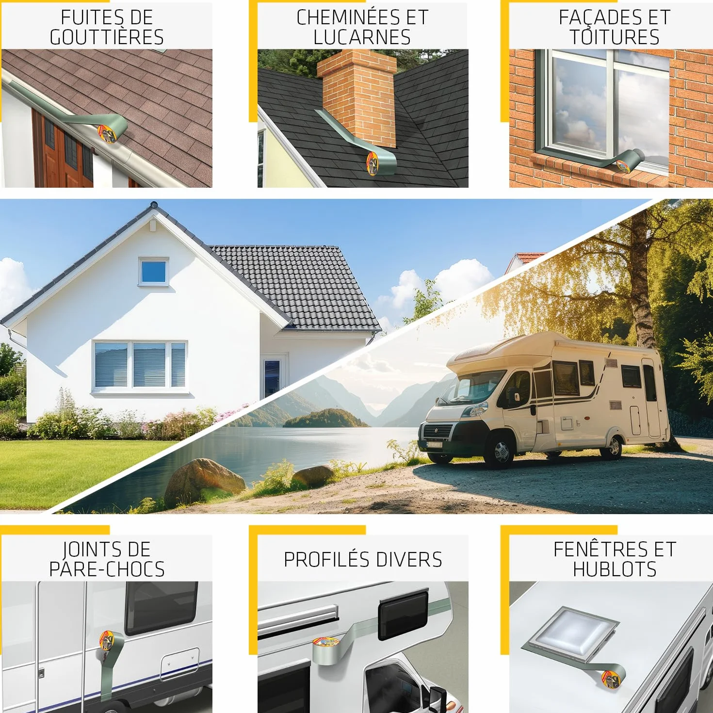 SIKA Multiseal Bande d'étanchéité autocollante 300mm x 10m Terre Cuite Résistant aux UV