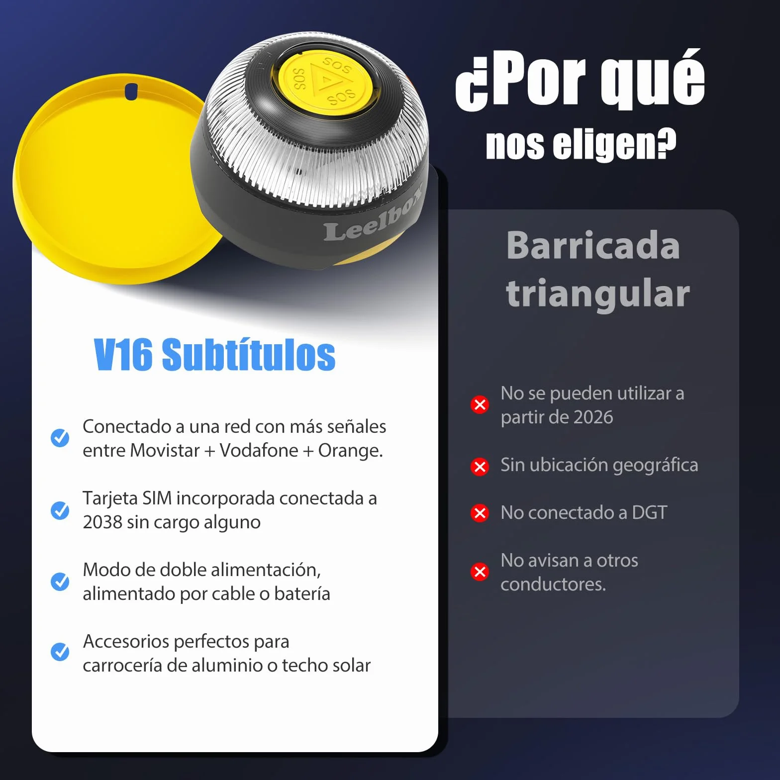 Balise V16 Homologué Espagne Avec Géolocalisateur 3.0, Gyrophare V16 Homologué Espagne, Carte Sim Intégrée Jusqu'à 2038