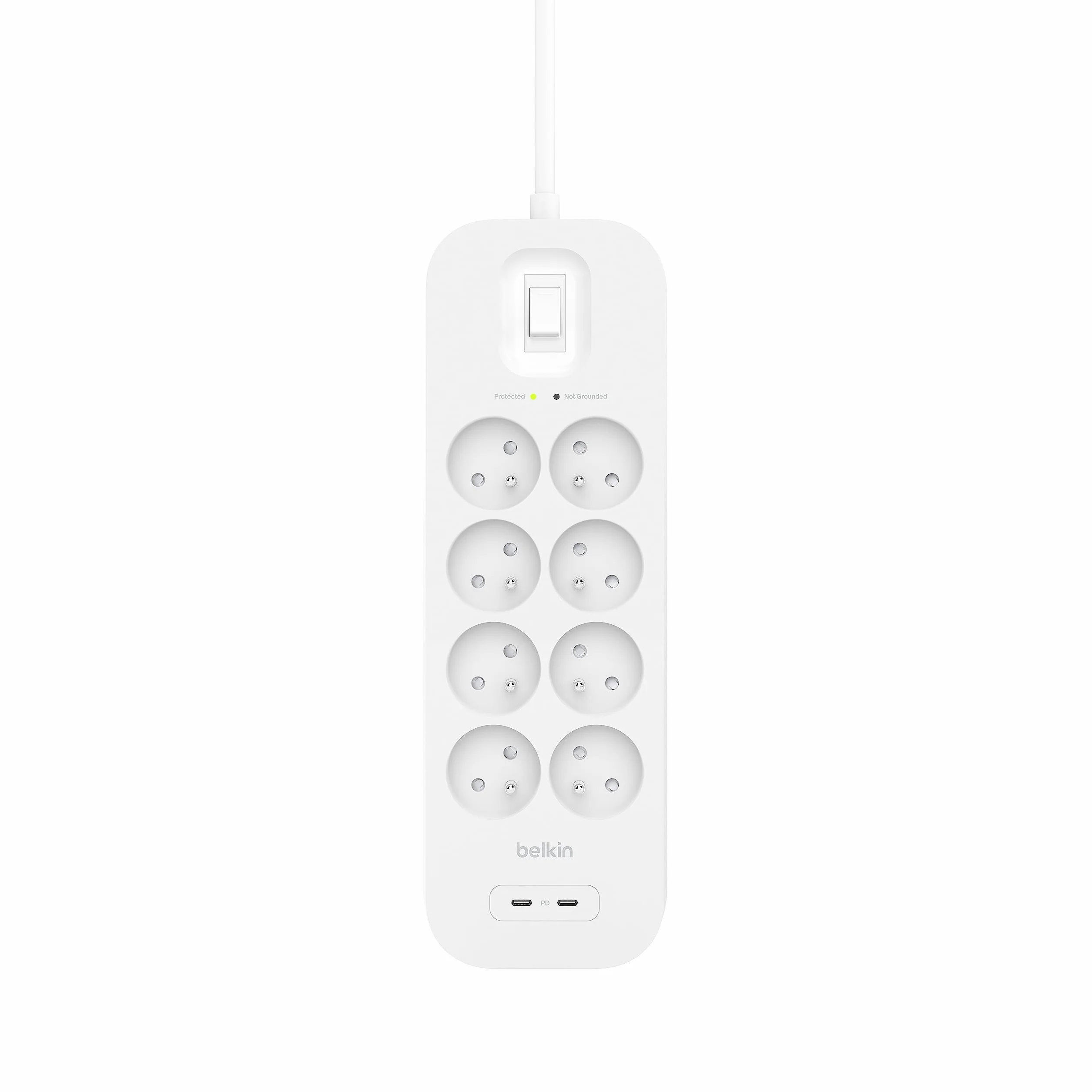 Belkin Multiprise parafoudre USB 8 prises 2 ports USB-C recharge rapide PD 900 joules