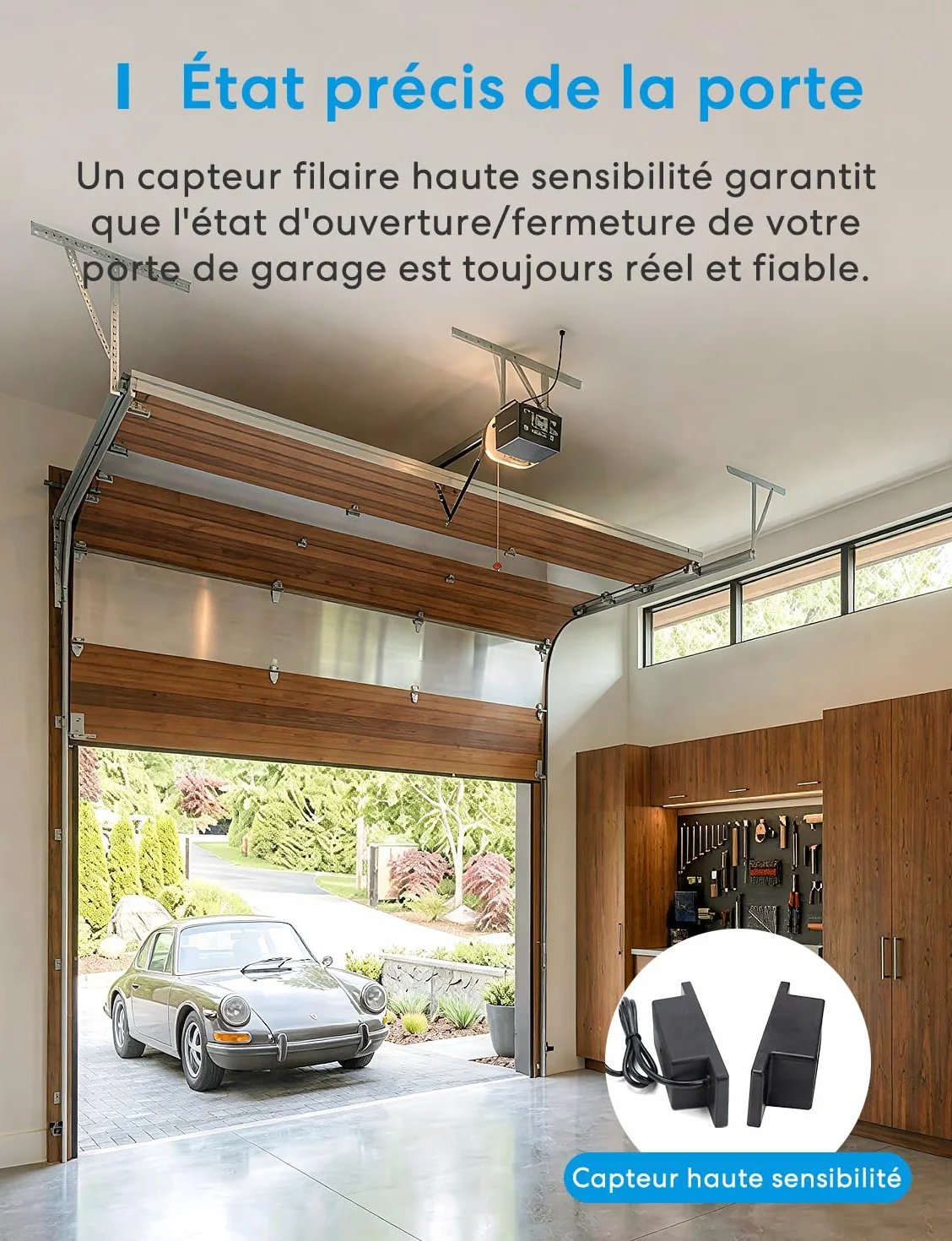 Meross Ouvre-Porte de Garage Connecté WiFi Universel Compatible CarPlay Apple HomeKit Siri Alexa Google Notification Contrôle Vocal Fermeture Automatique Minuteur