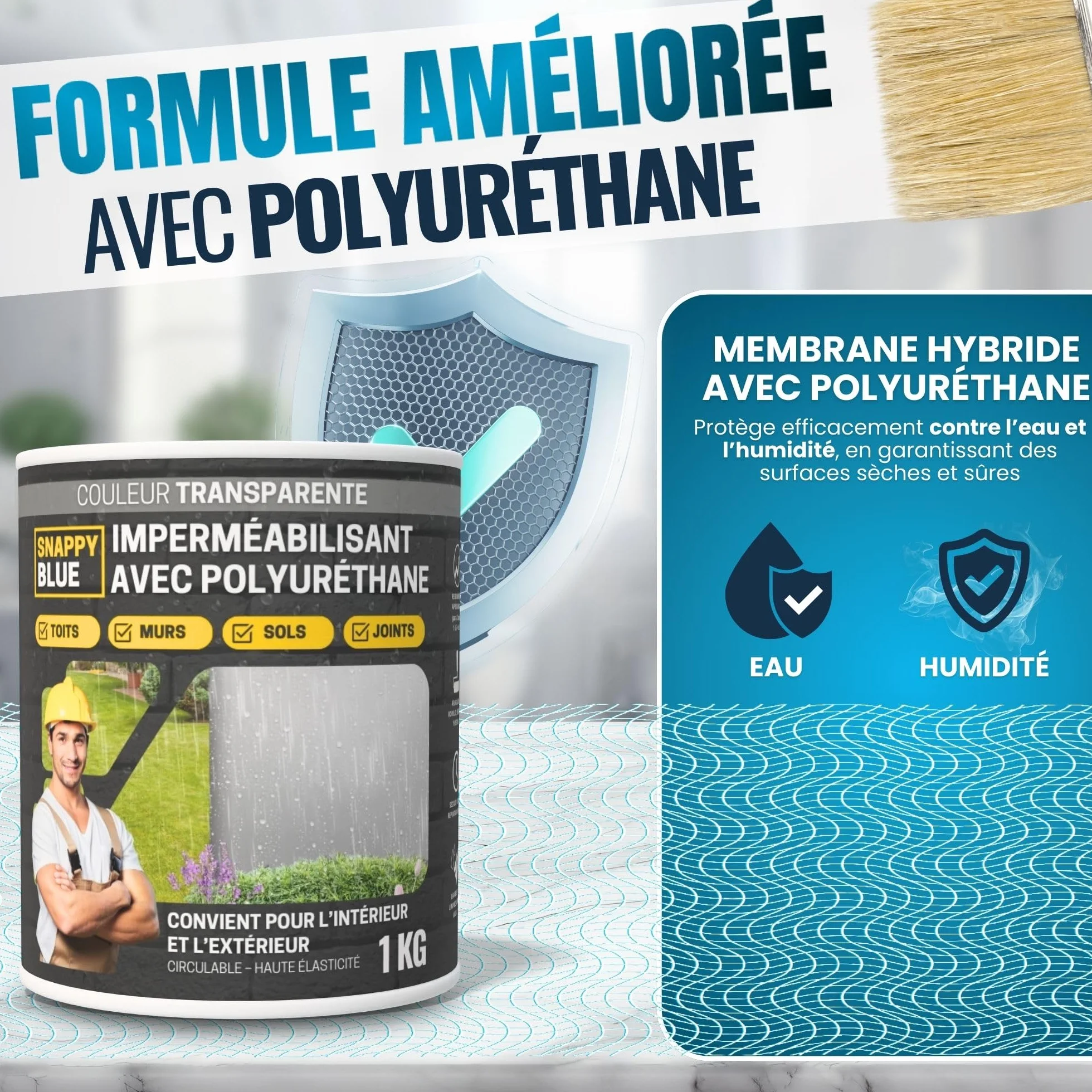 Imperméabilisant Transparent au Polyuréthane, Scellant Étanche pour Toits, Terrasses et Extérieurs