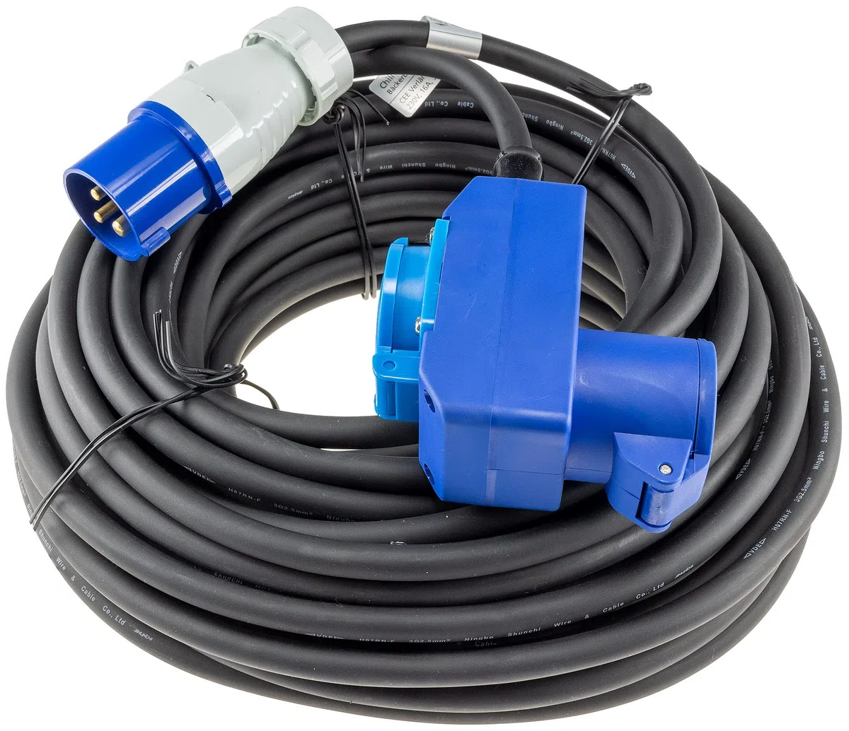 Rallonge CEE 25 m IP44 230 V H07RNF 3G2,5 Prise avec couvercle de protection